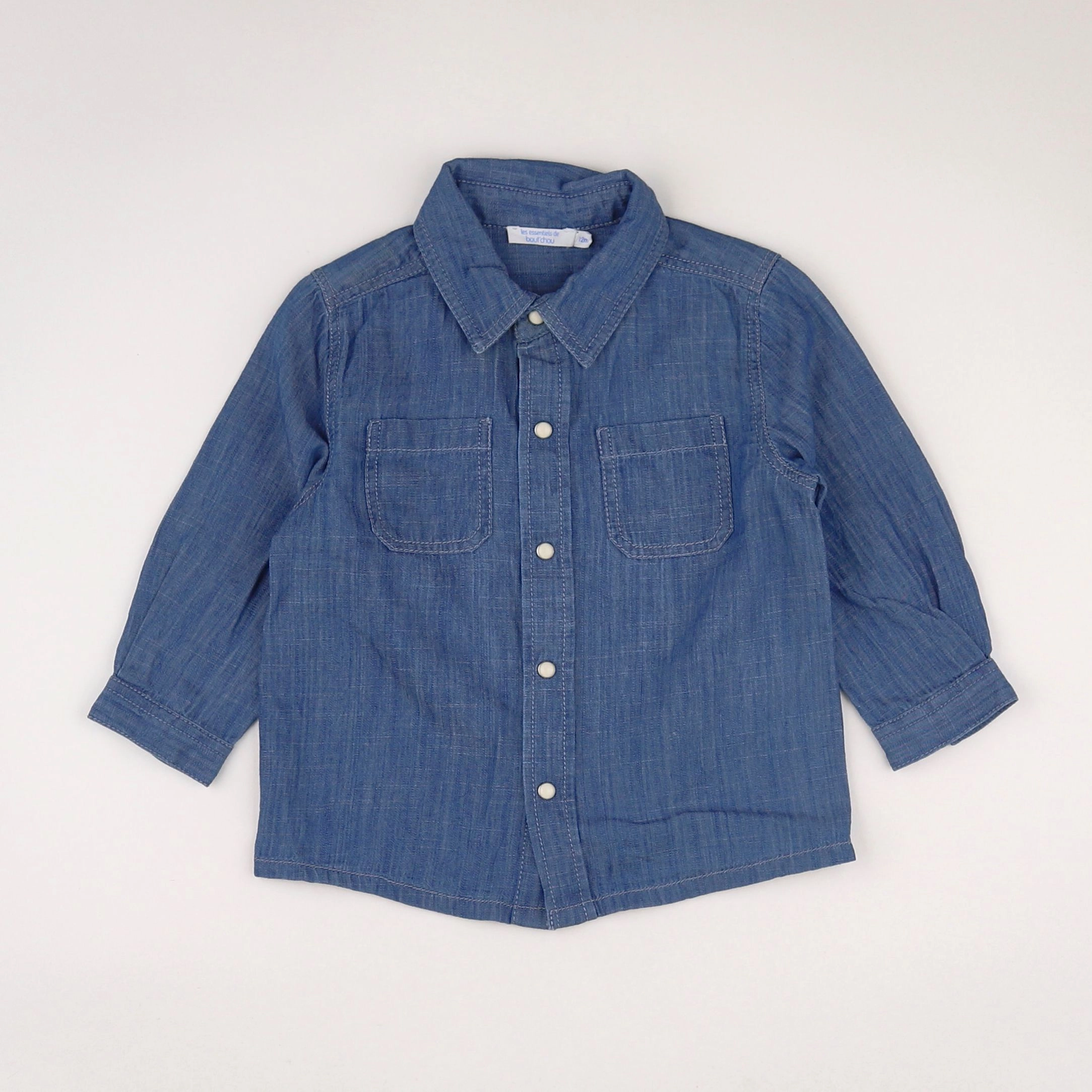 Boutchou - chemise bleu - 12 mois