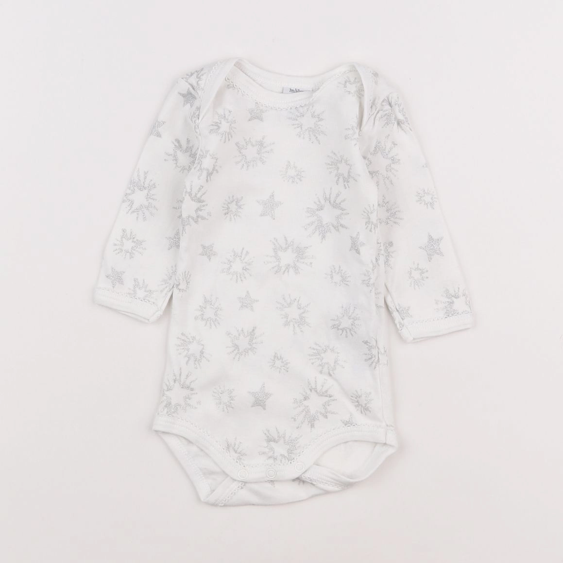 Petit Bateau - body blanc, argent - 3 mois