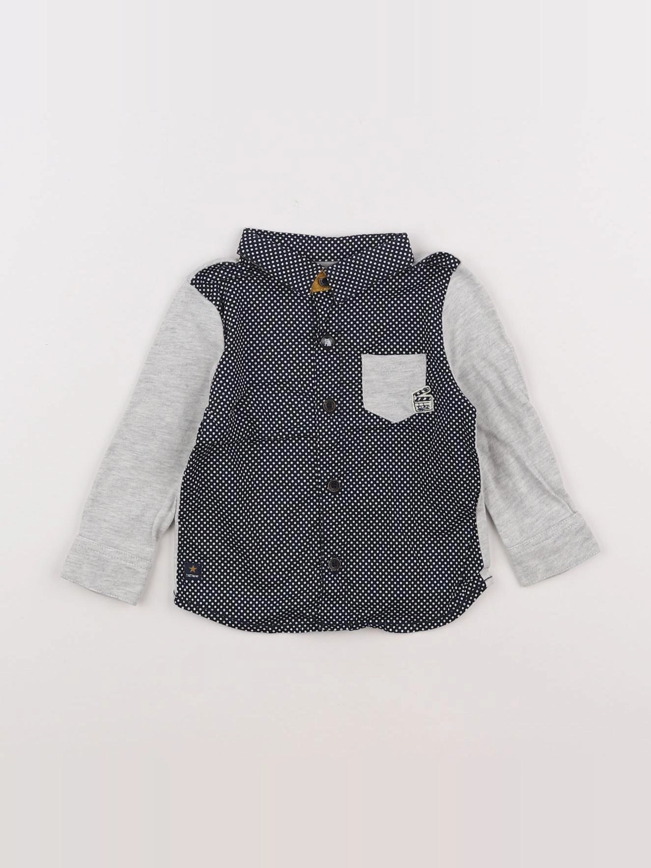 Catimini - chemise bleu, gris - 12 mois