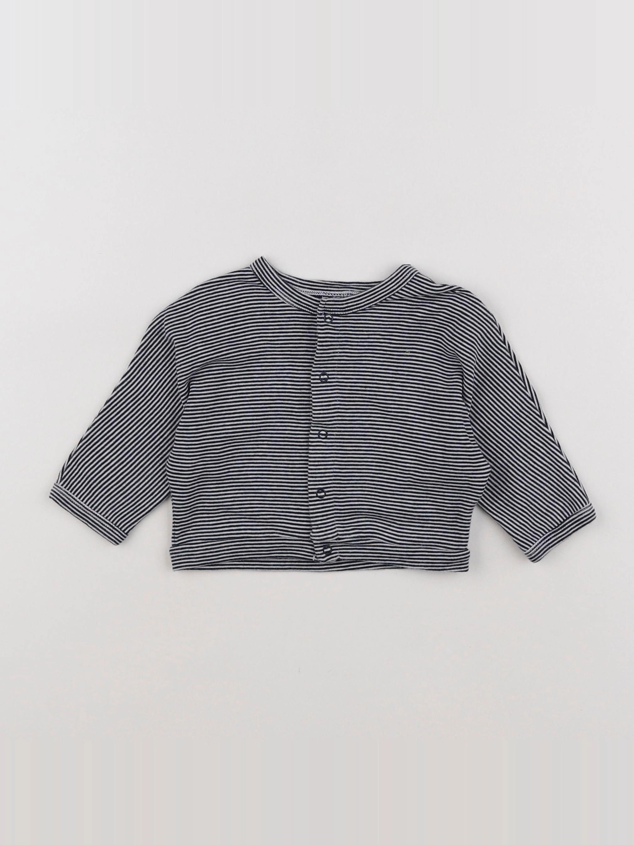 Petit Bateau - tee-shirt blanc, bleu - 6 mois