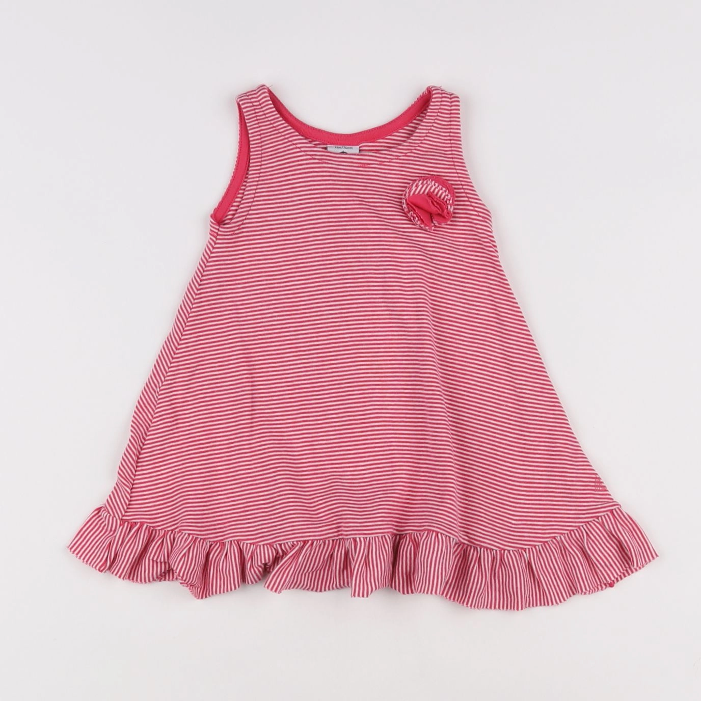 Petit Bateau - robe blanc, rose - 12 mois