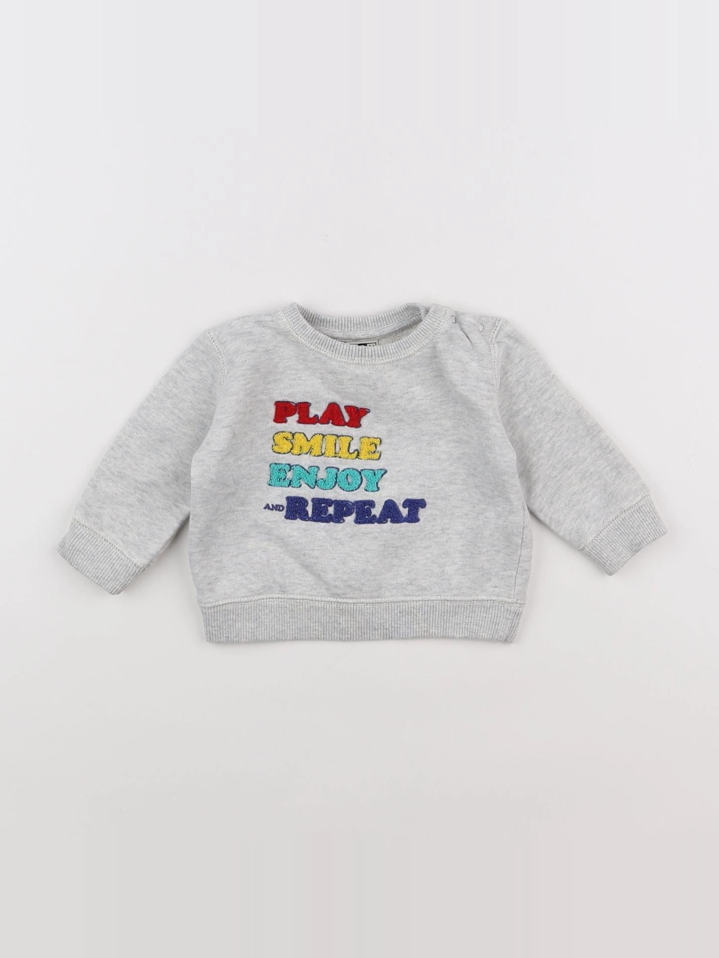 Bonton - sweat gris, multicolore - 6 mois