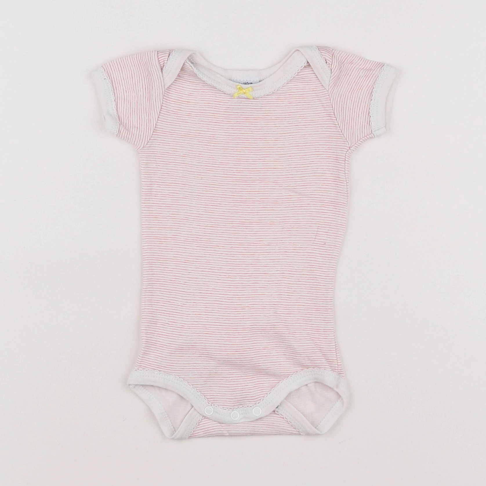 Petit Bateau - body blanc, rose - 3 mois