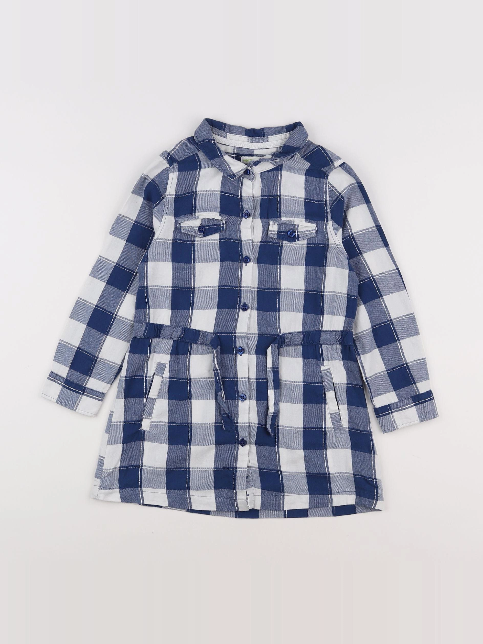 Vertbaudet - robe blanc, bleu, argent - 6 ans
