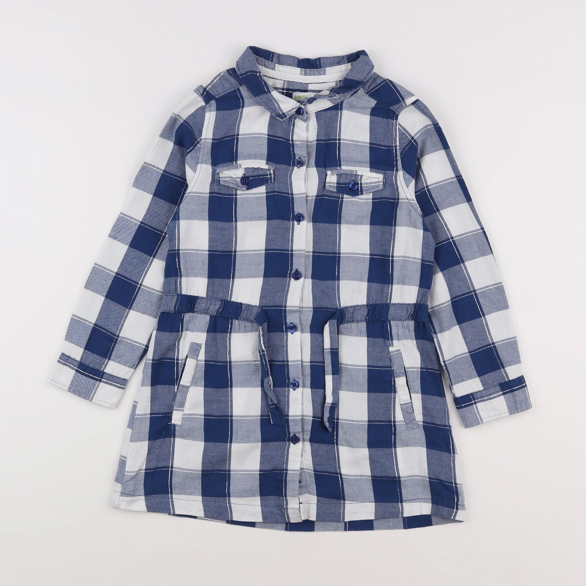 Vertbaudet - robe blanc, bleu, argent - 6 ans