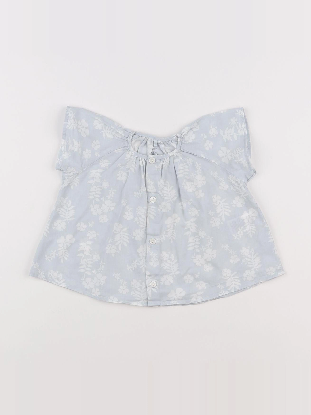 Petit Bateau - blouse bleu - 6 mois