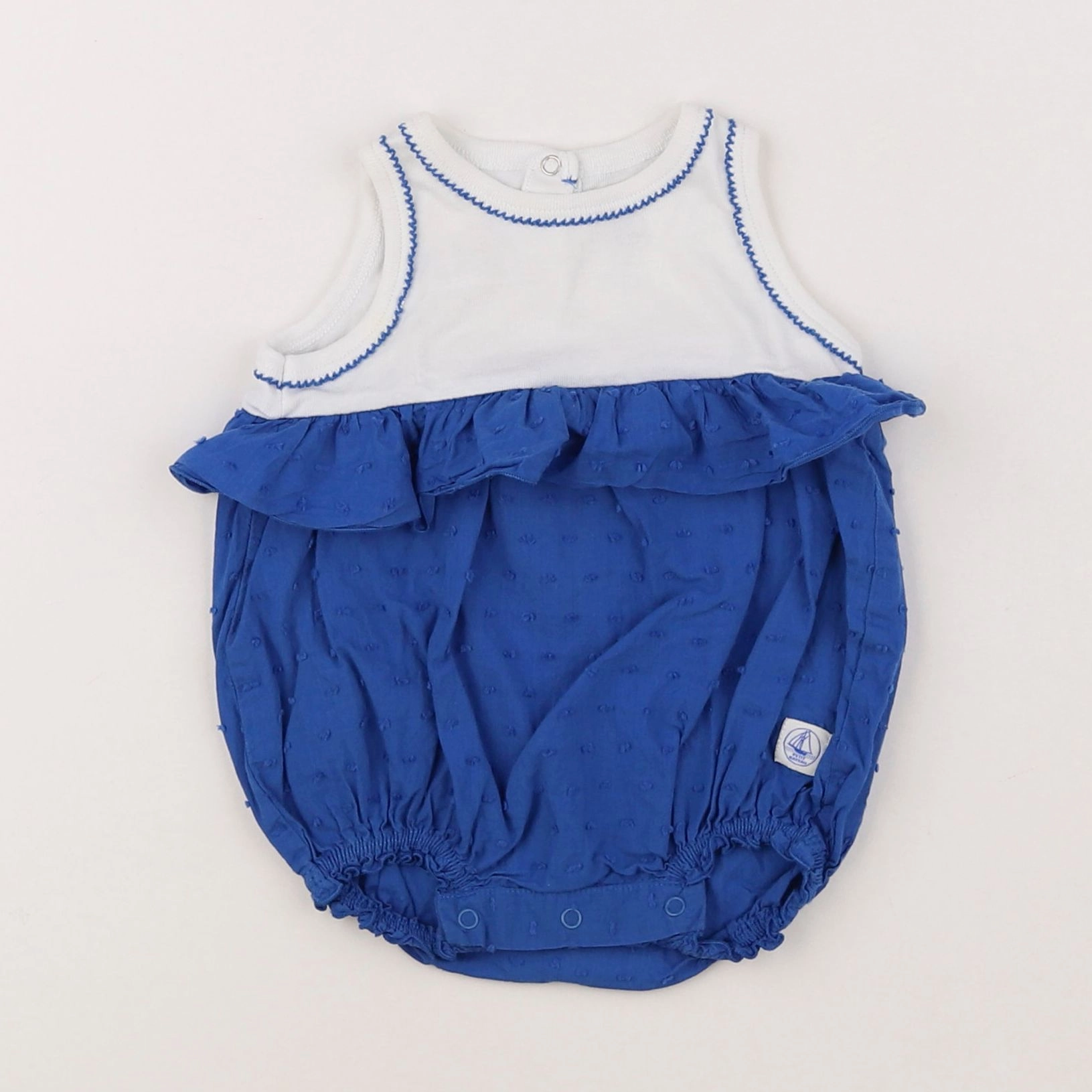 Petit Bateau - combinaison blanc, bleu - 3 mois