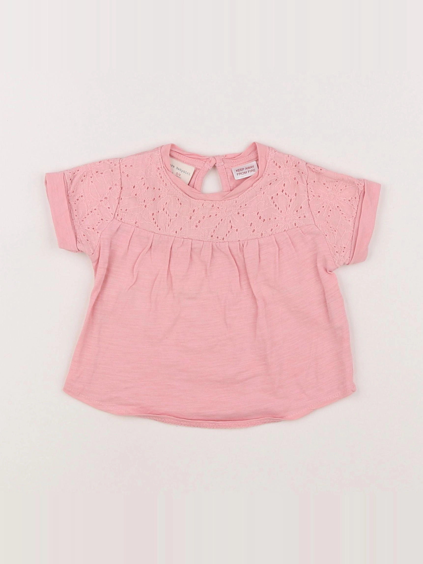 Zara - tee-shirt rose - 3/6 mois