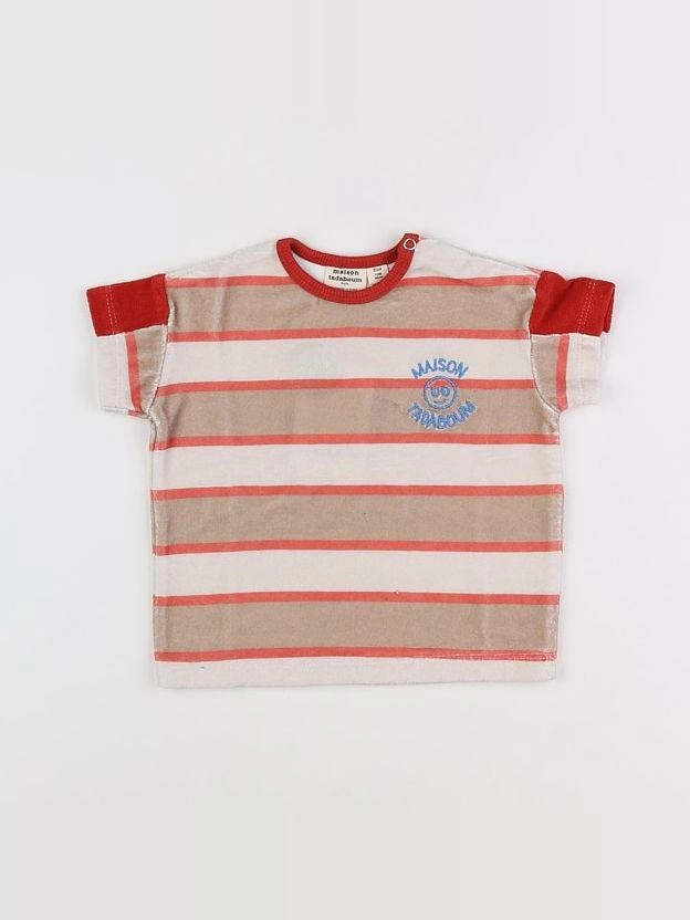 Maison Tadaboum - tee-shirt éponge marron, rouge (neuf) - 6 mois