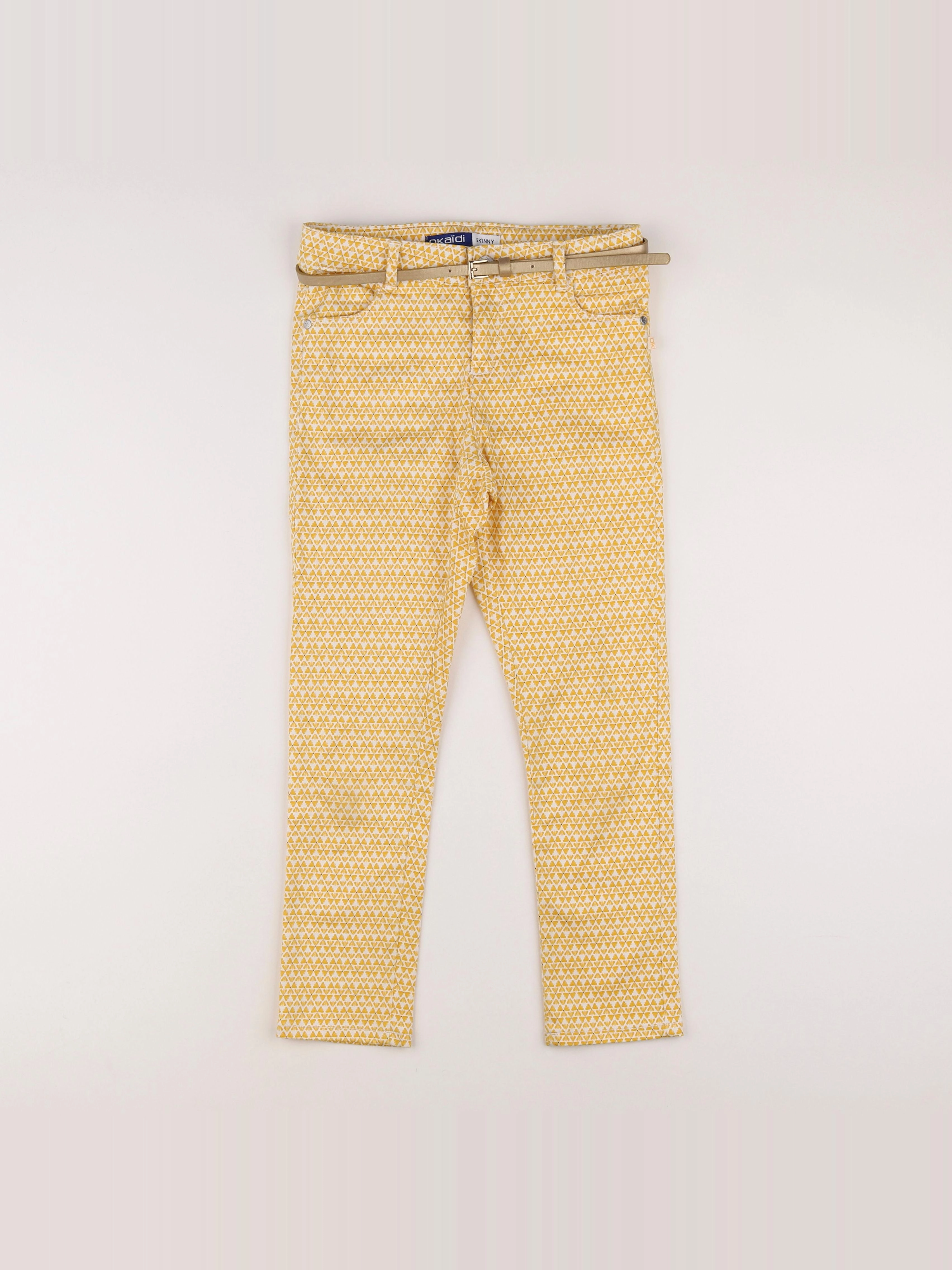 Okaidi - pantalon jaune, or, blanc - 10 ans