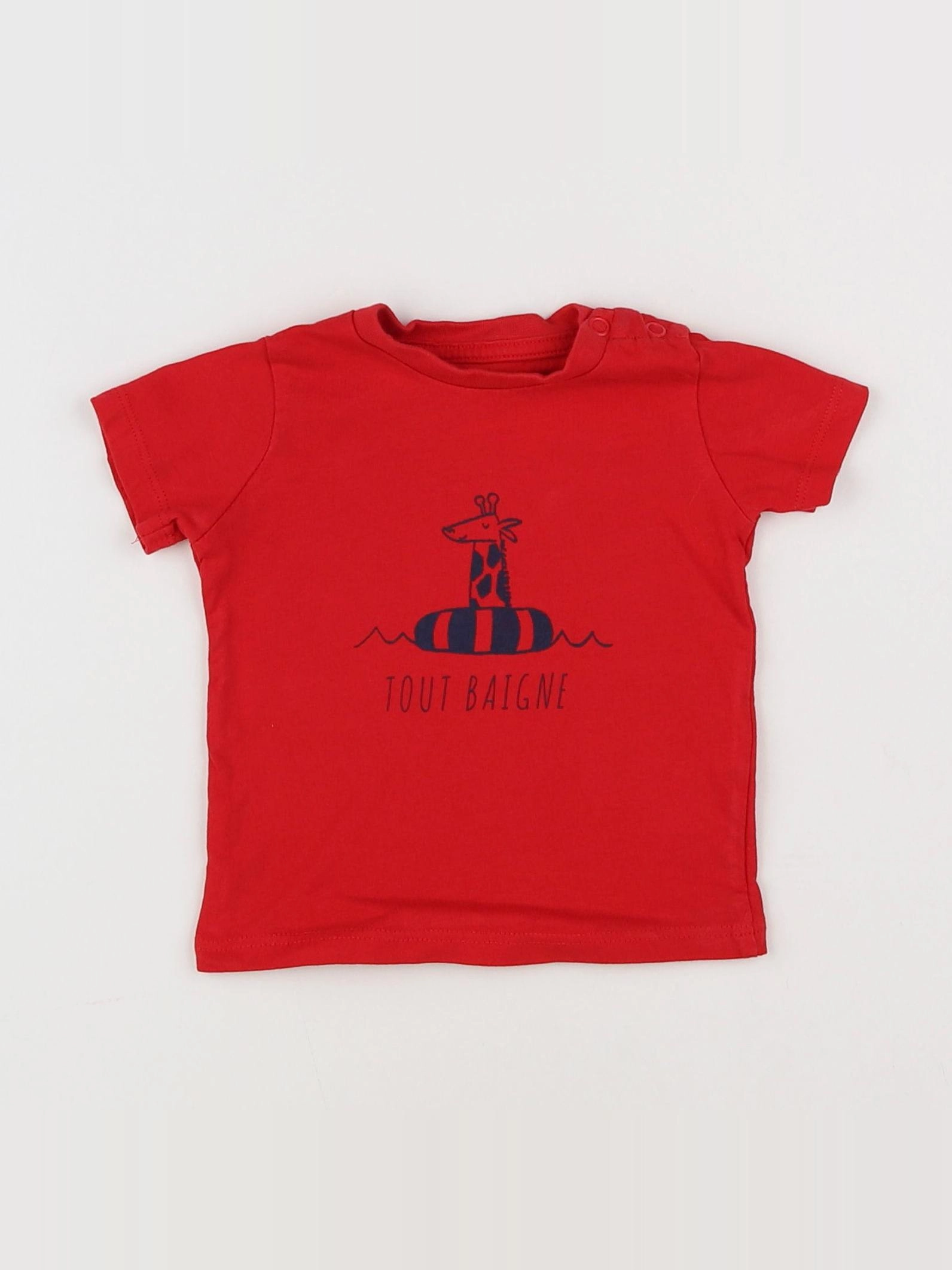 Vertbaudet - tee-shirt rouge - 6 mois