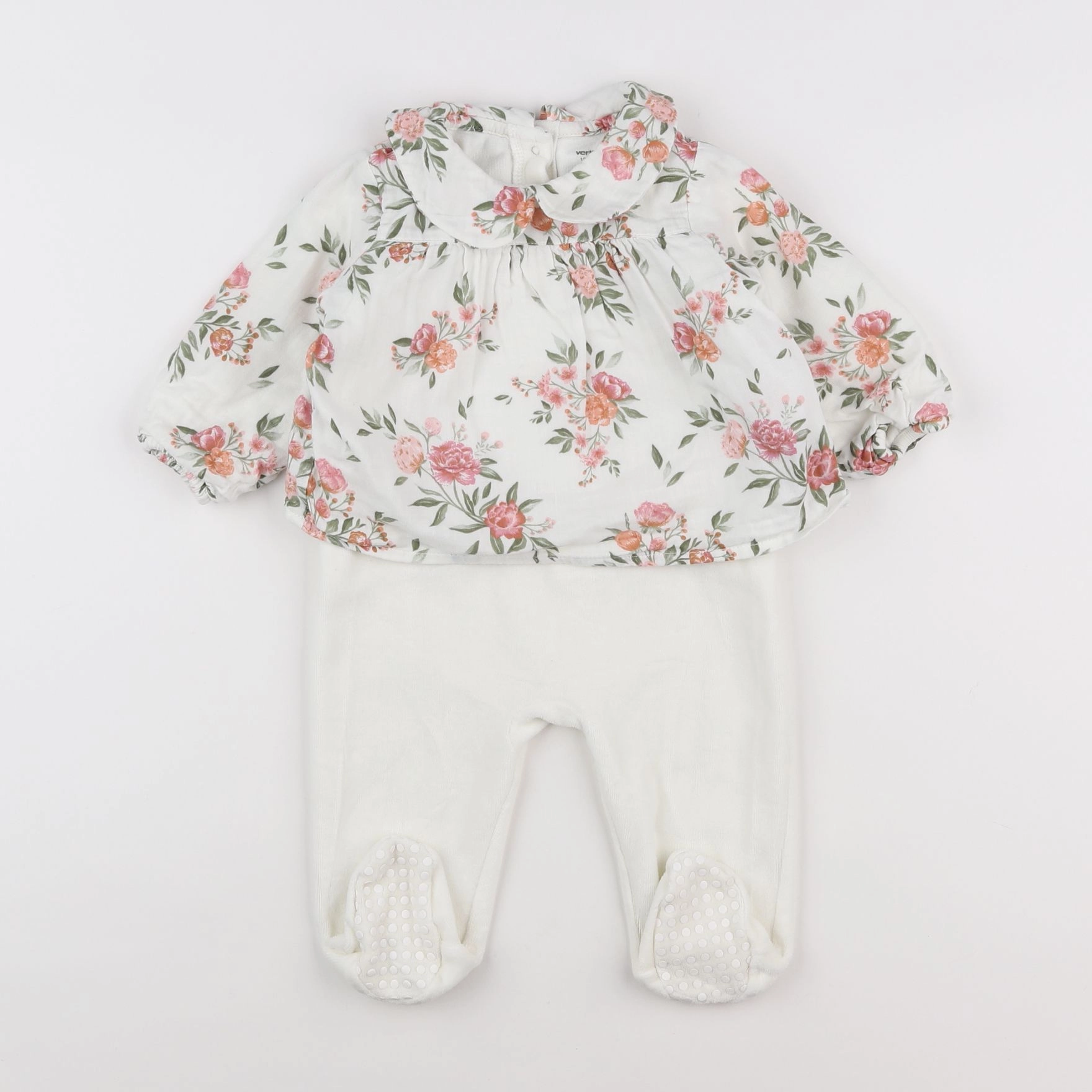 Vertbaudet - pyjama velours blanc - 12 mois