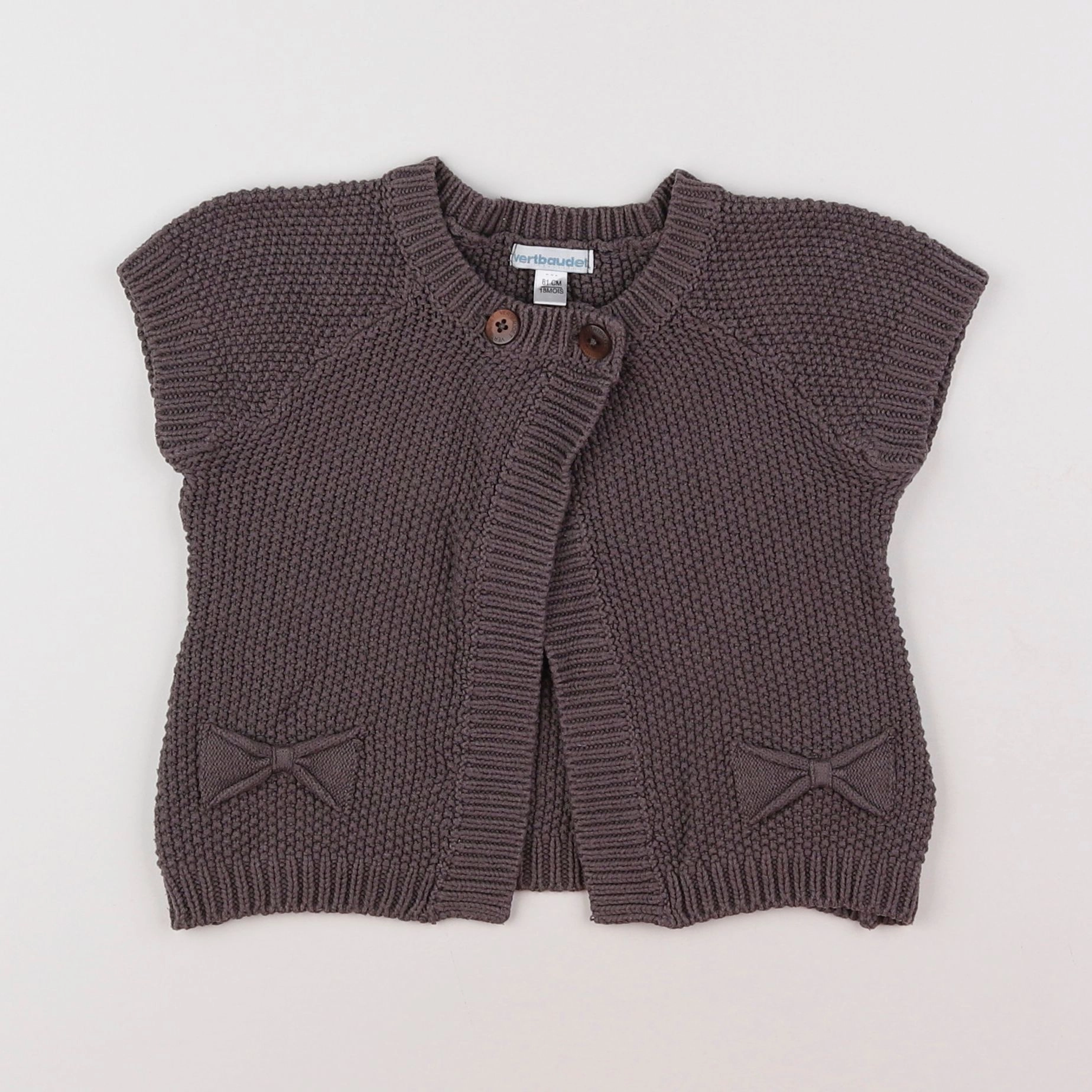 Vertbaudet - gilet marron - 18 mois