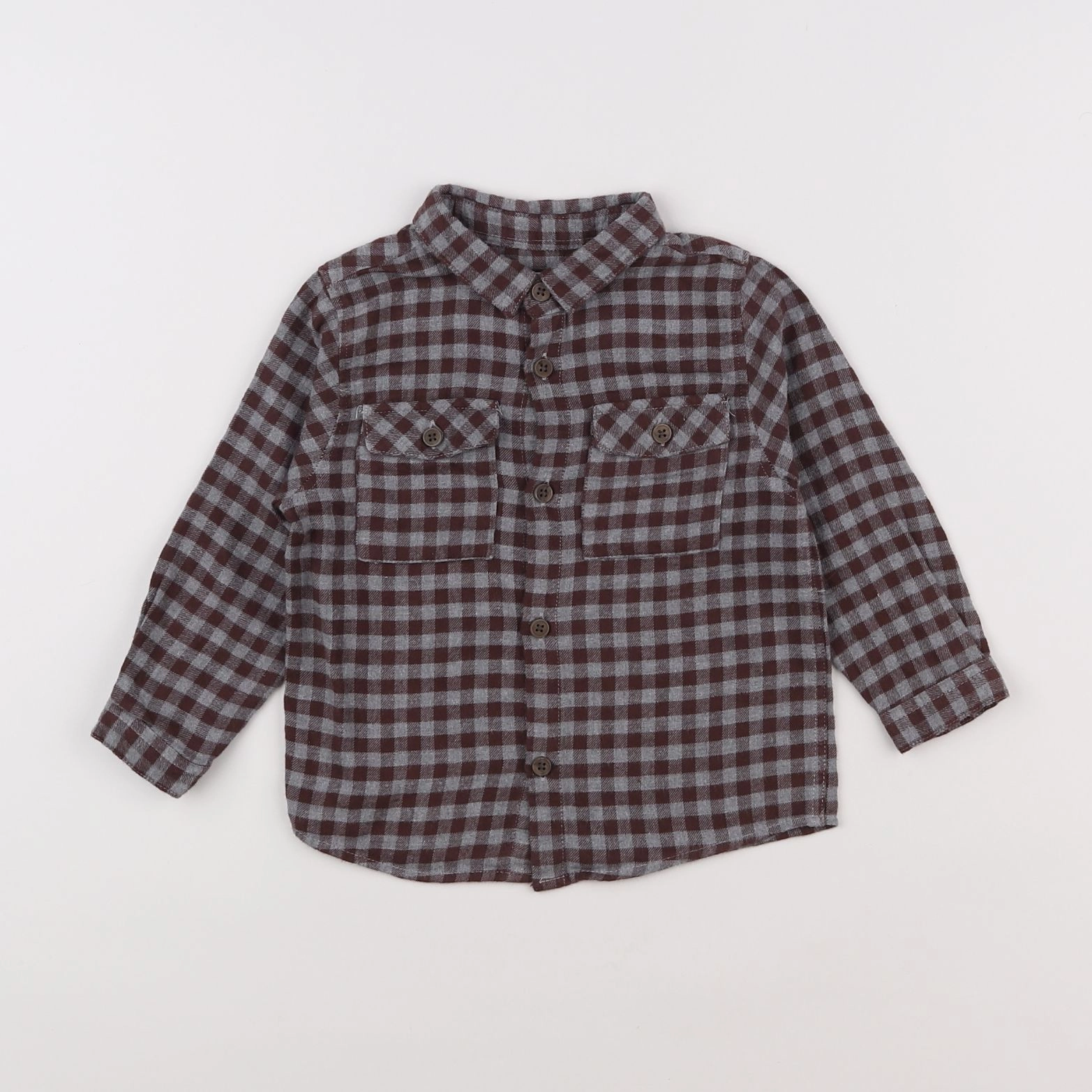 Zara - chemise rouge, gris - 12/18 mois