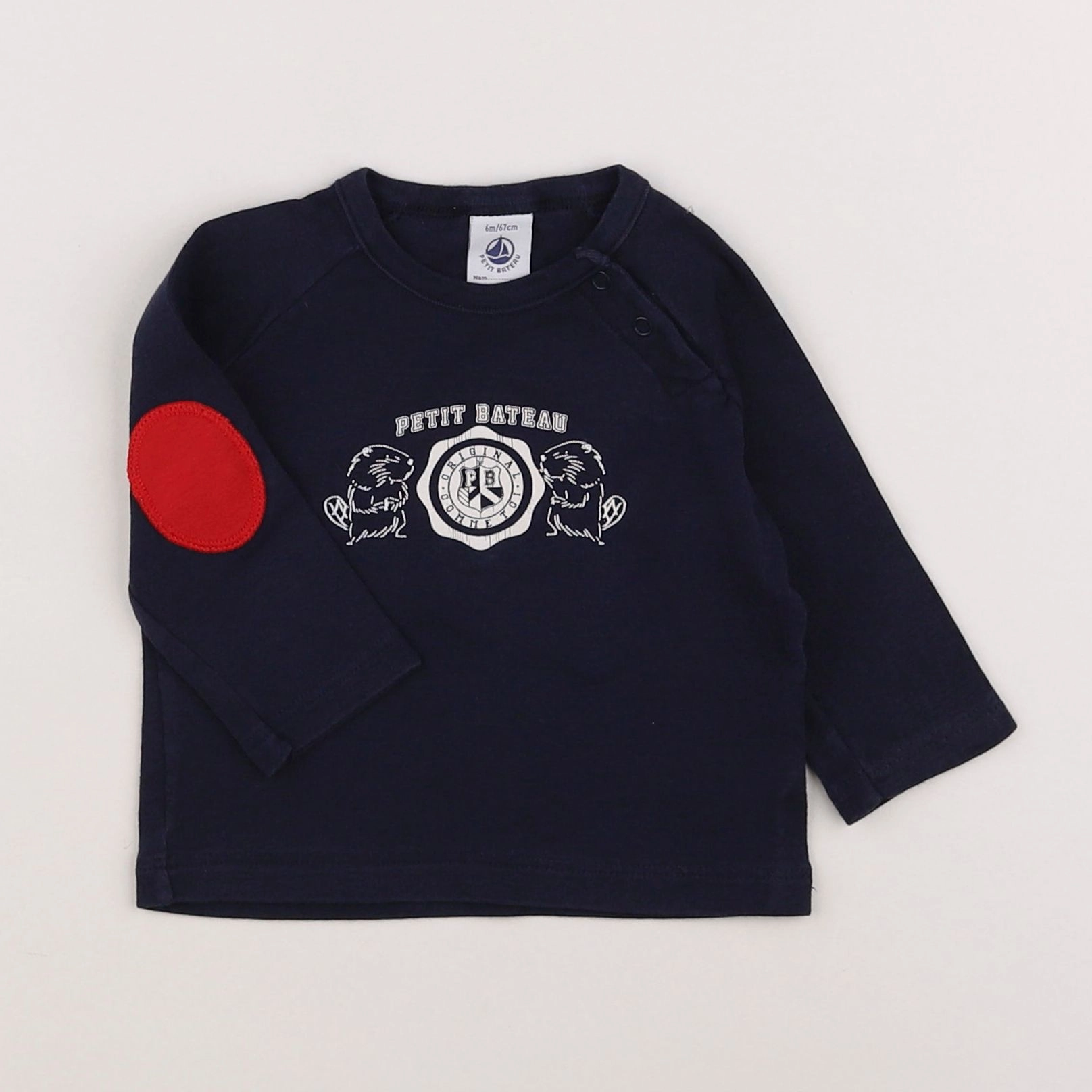 Petit Bateau - tee-shirt bleu - 6 mois
