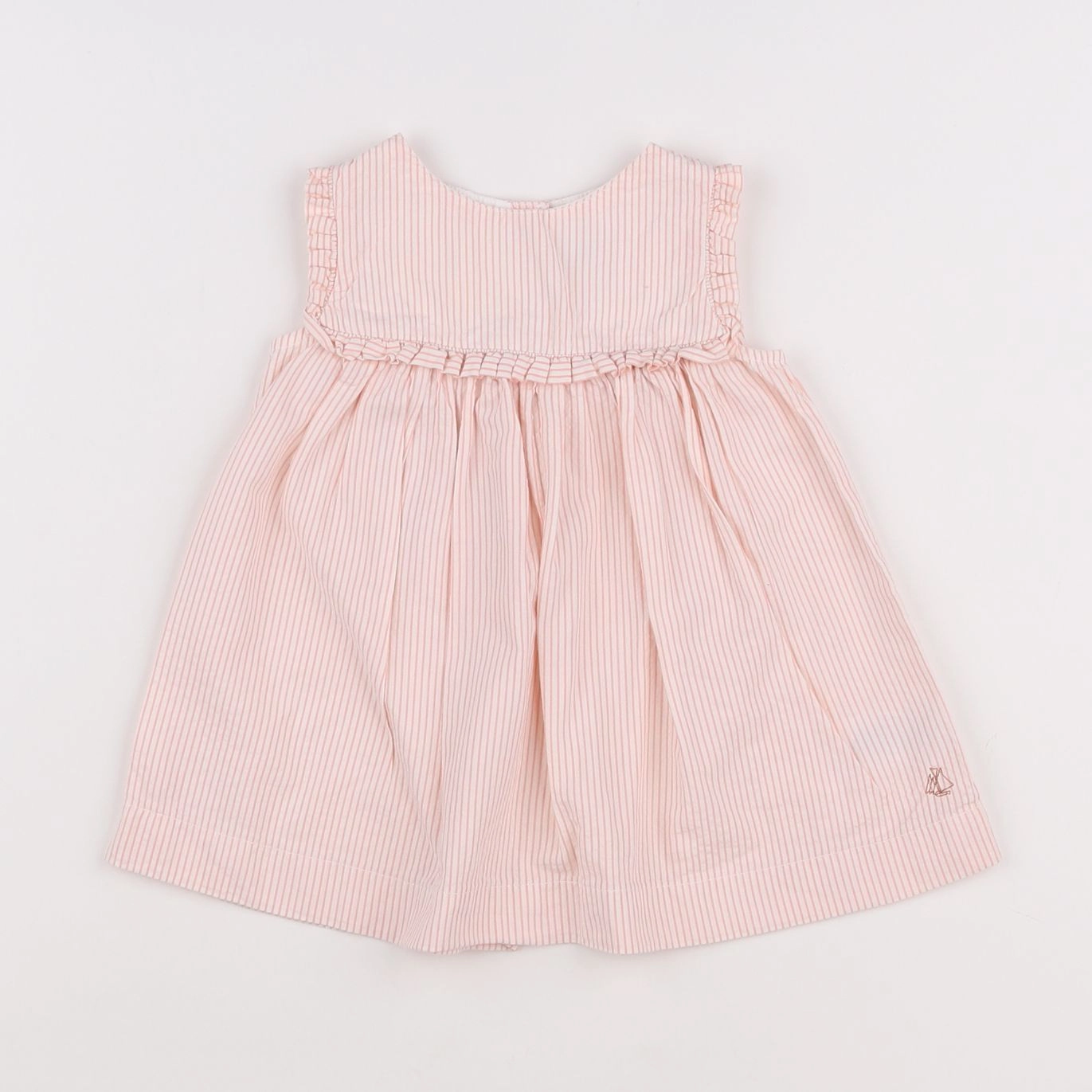 Petit Bateau - robe blanc, rose - 6 mois