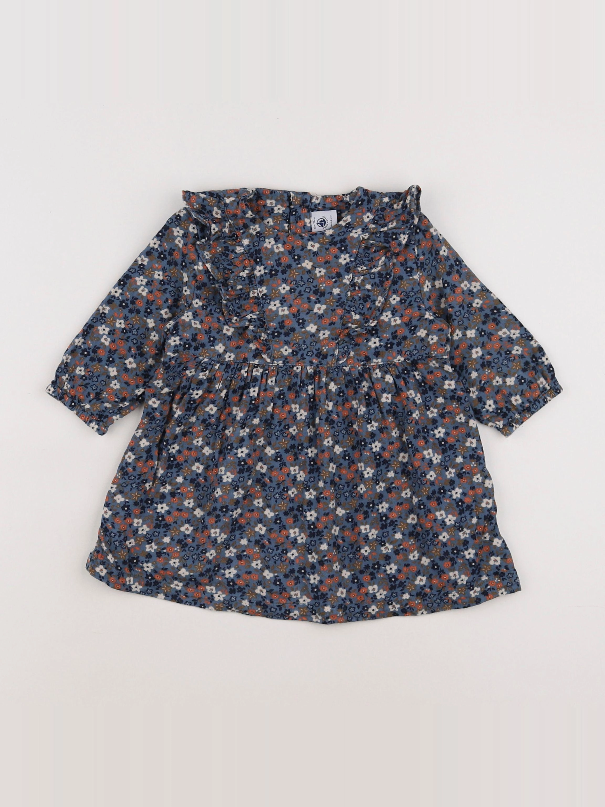 Petit Bateau - robe bleu - 12 mois