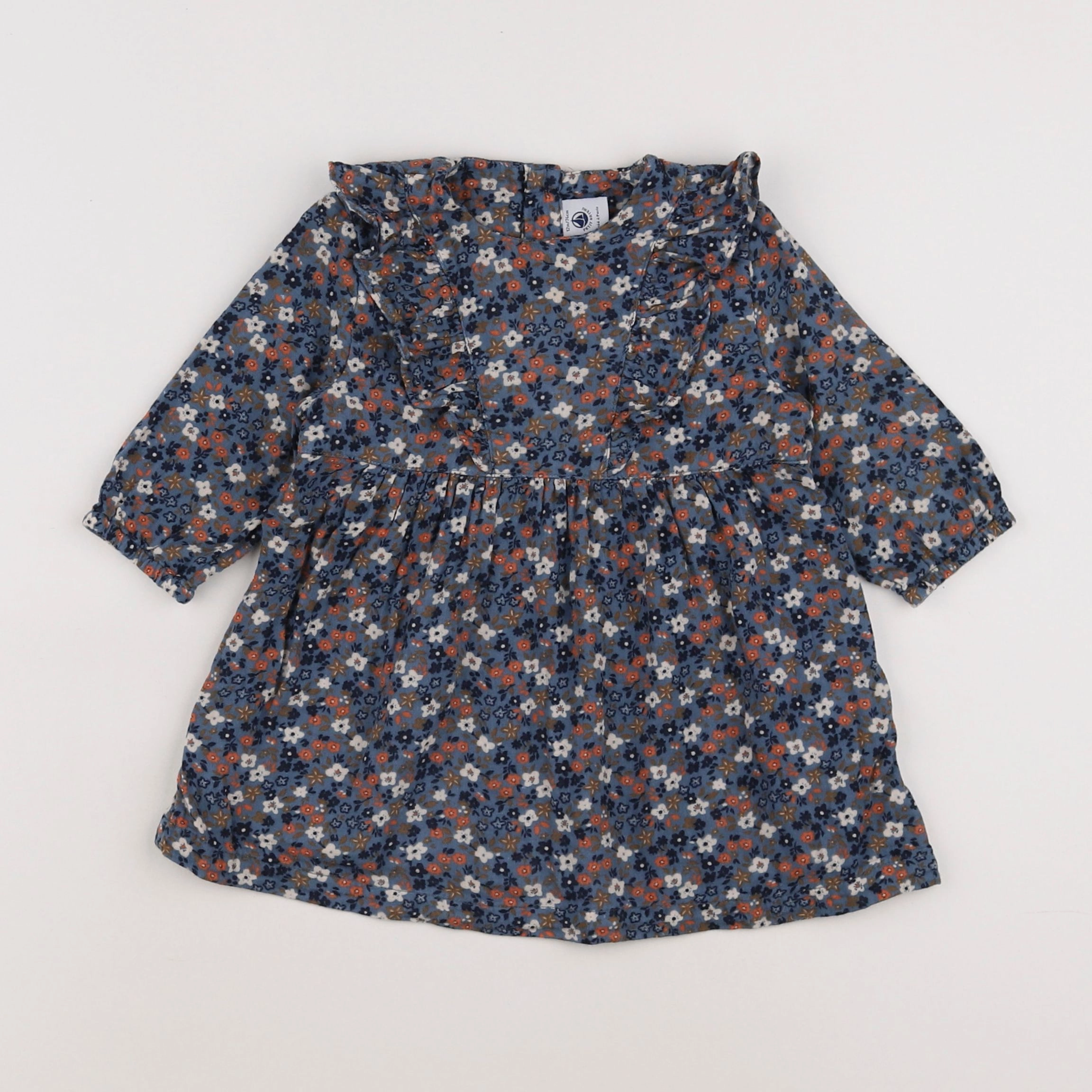Petit Bateau - robe bleu - 12 mois