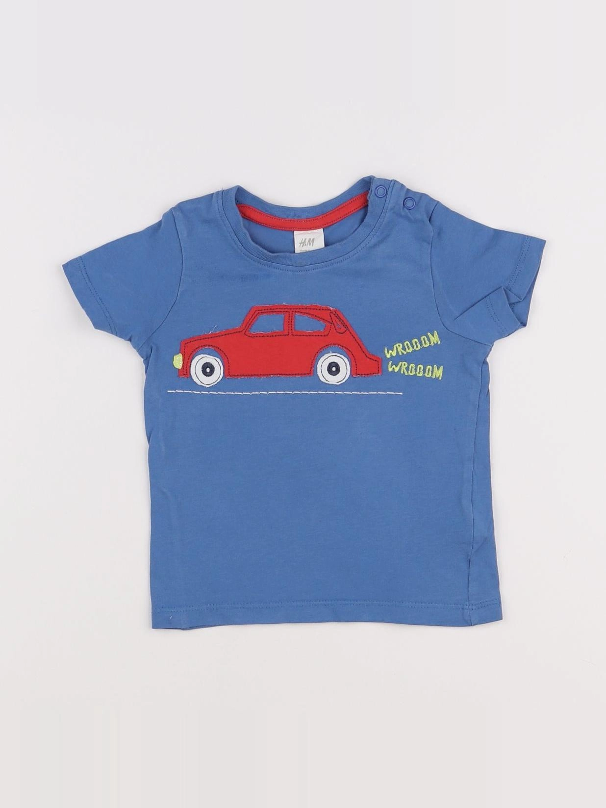 H&M - tee-shirt bleu, rouge - 6/9 mois