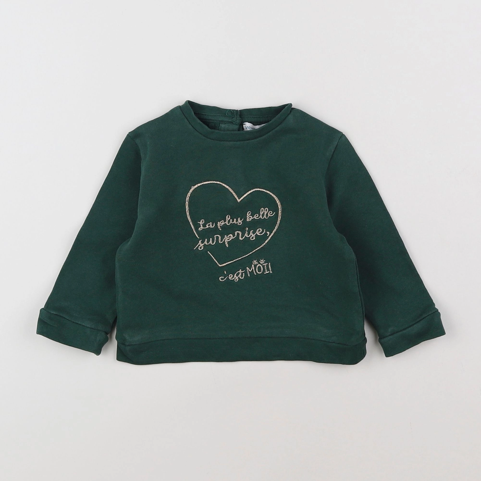 Vertbaudet - sweat vert - 6 mois