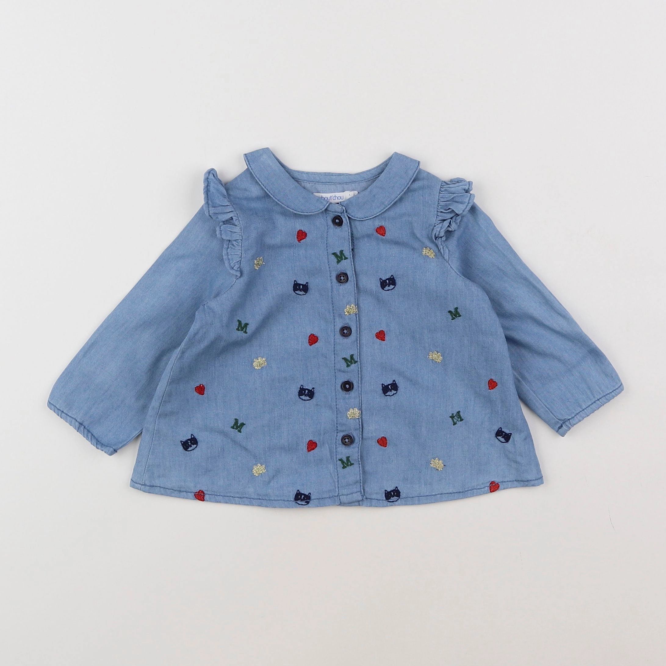 Boutchou - blouse bleu - 6 mois