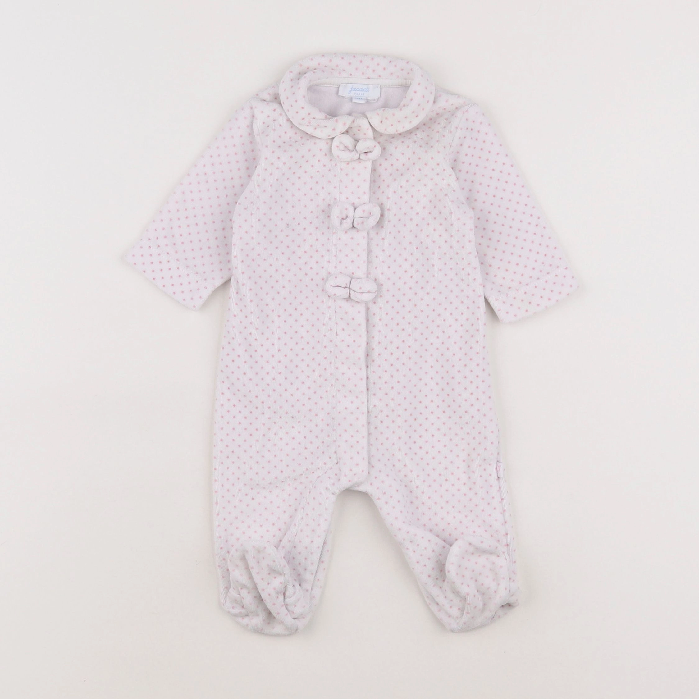 Jacadi - pyjama velours blanc, rose - 3 mois