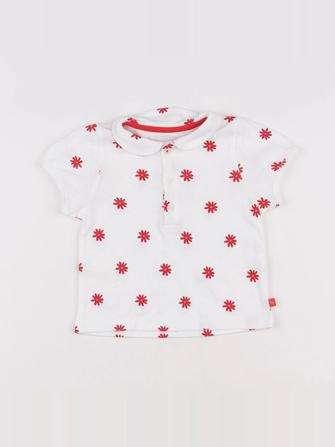 Cadet Rousselle - polo blanc, rouge - 6 mois