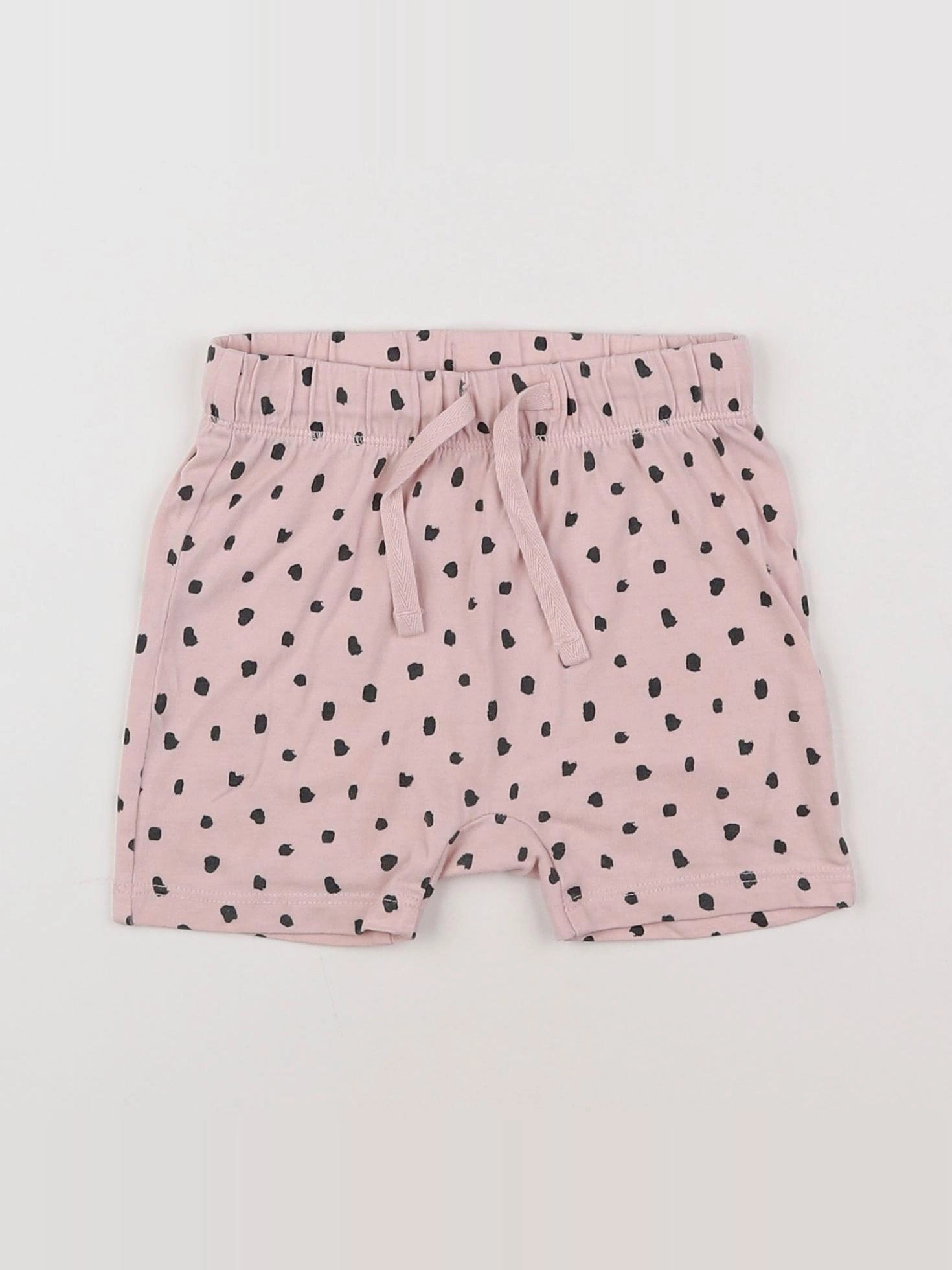 H&M - short rose, noir - 6/9 mois