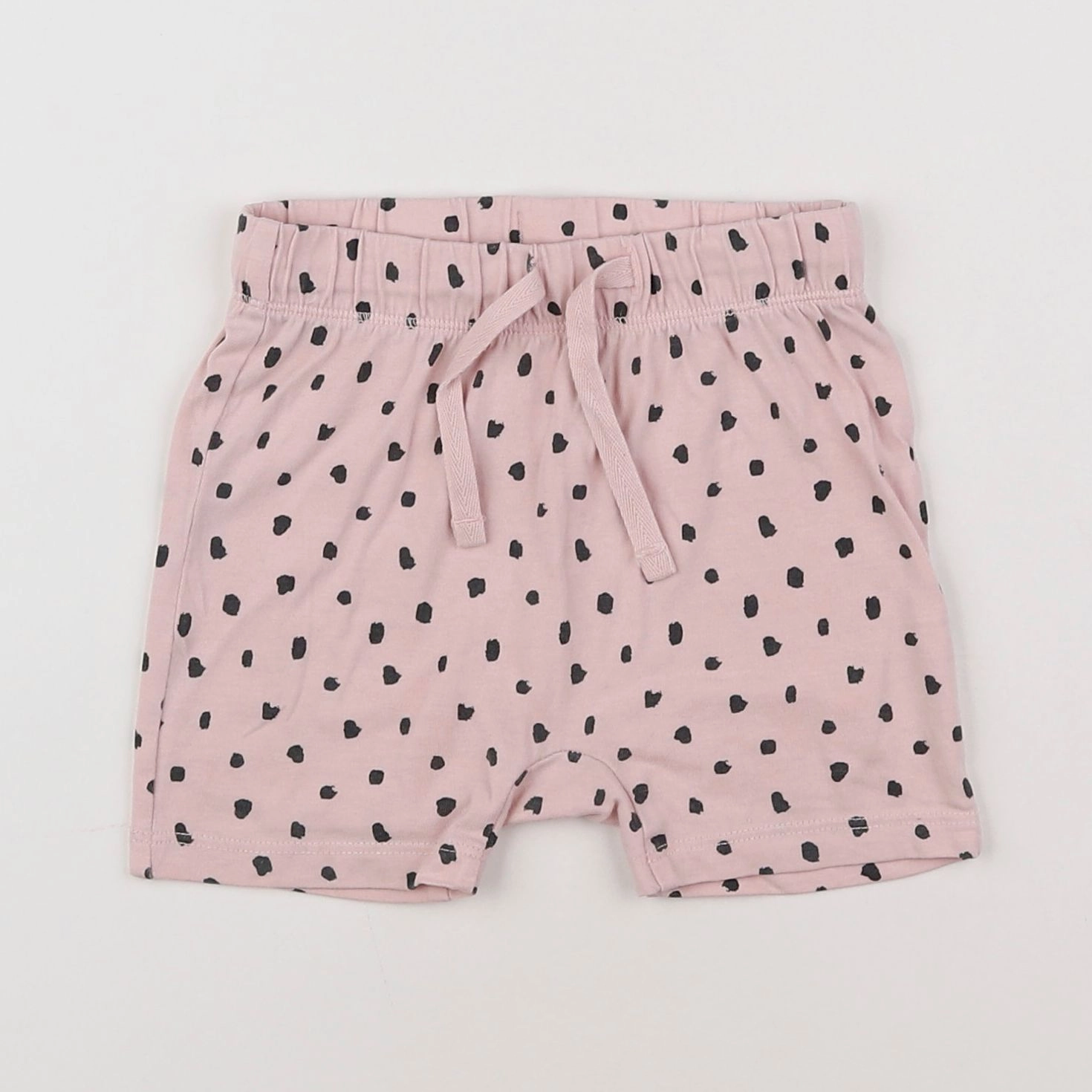 H&M - short rose, noir - 6/9 mois