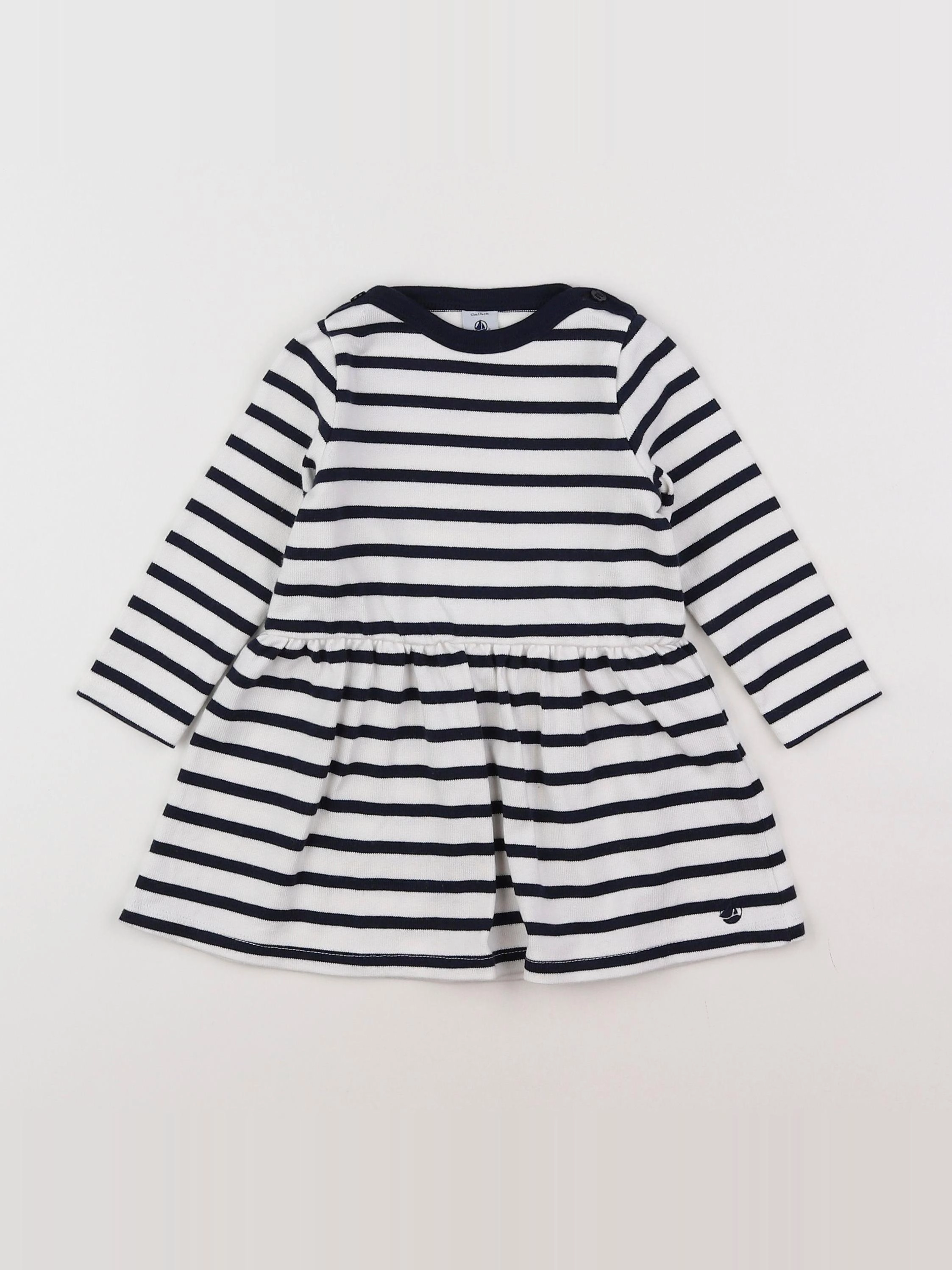 Petit Bateau - robe bleu - 12 mois