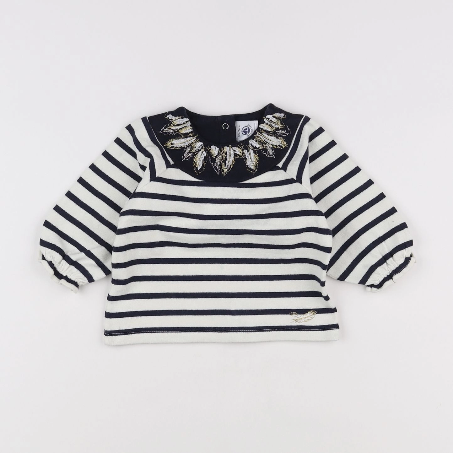 Petit Bateau - tee-shirt beige, bleu - 12 mois