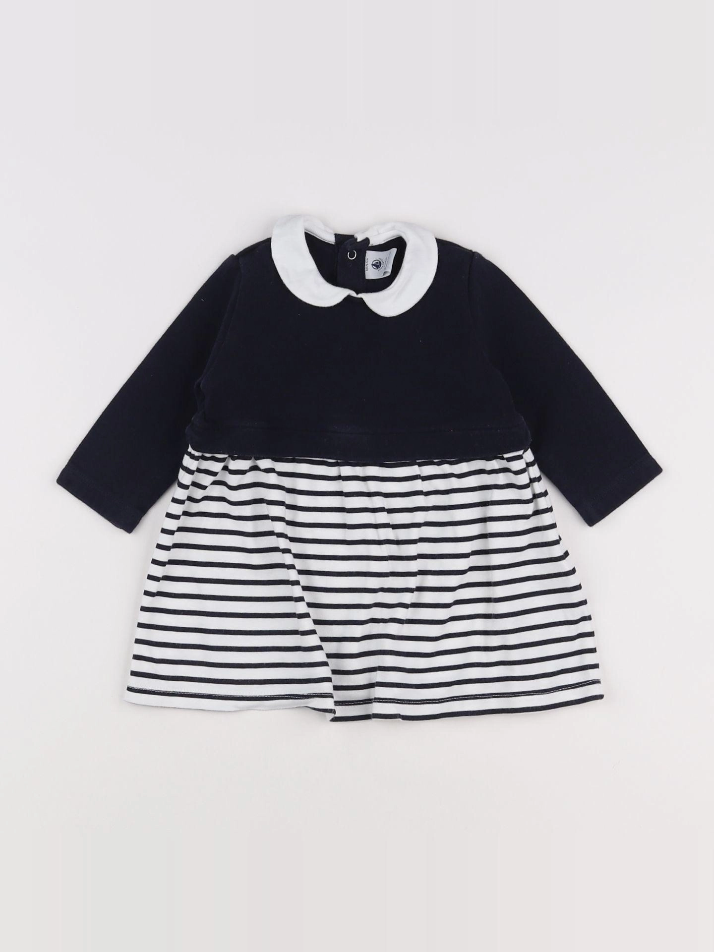 Petit Bateau - robe bleu - 6 mois
