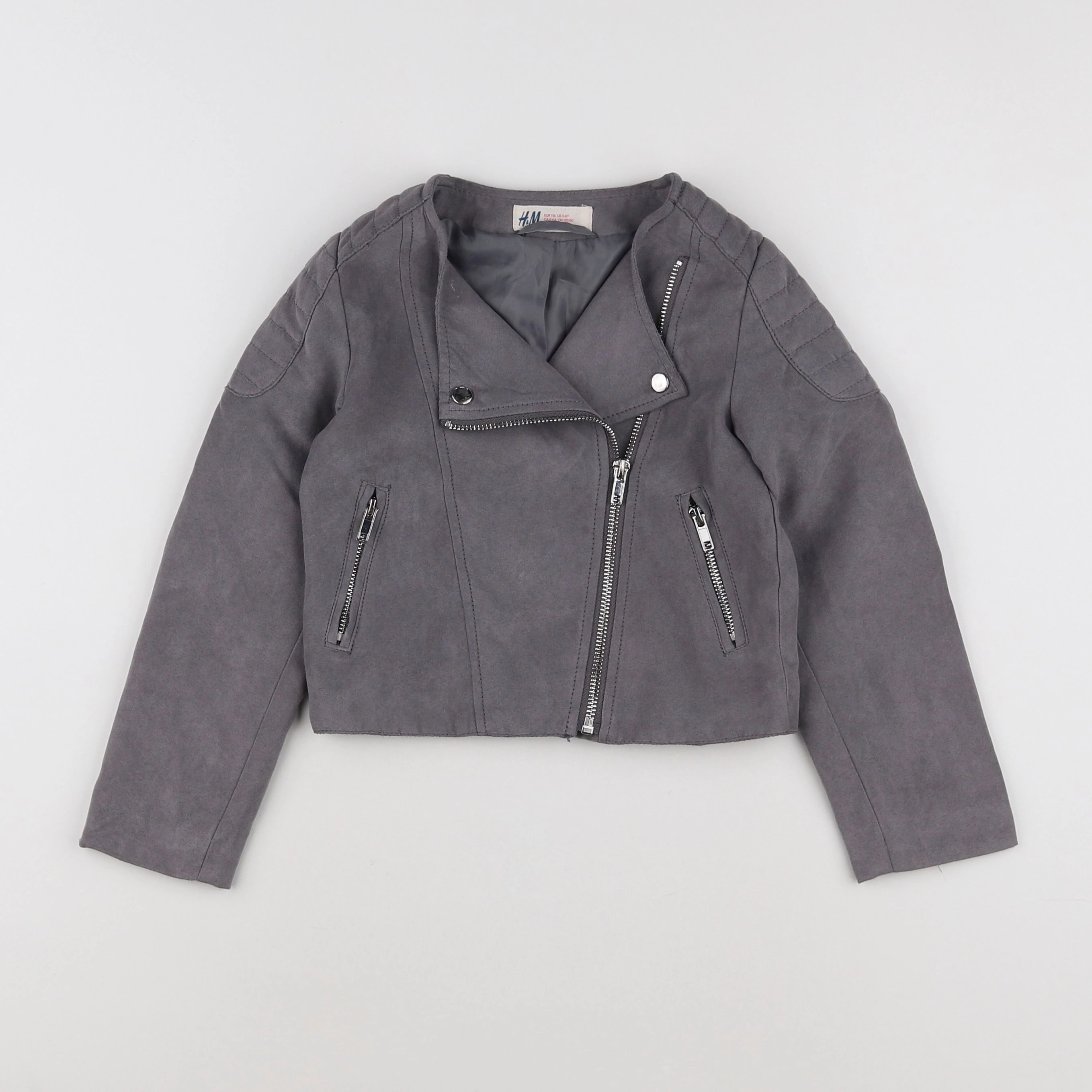 H&M - veste simili cuir gris - 5/6 ans