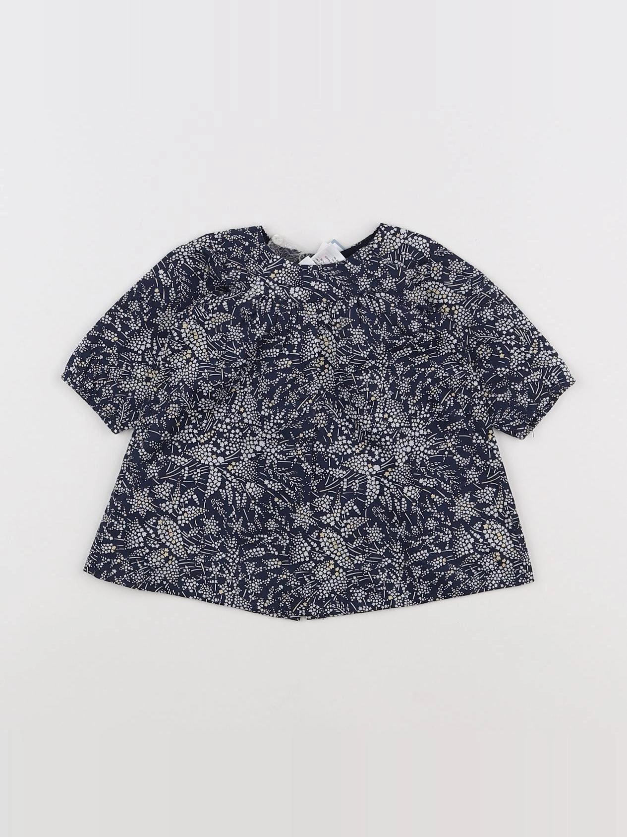Jacadi - robe blanc, bleu (état neuf) - 1 mois