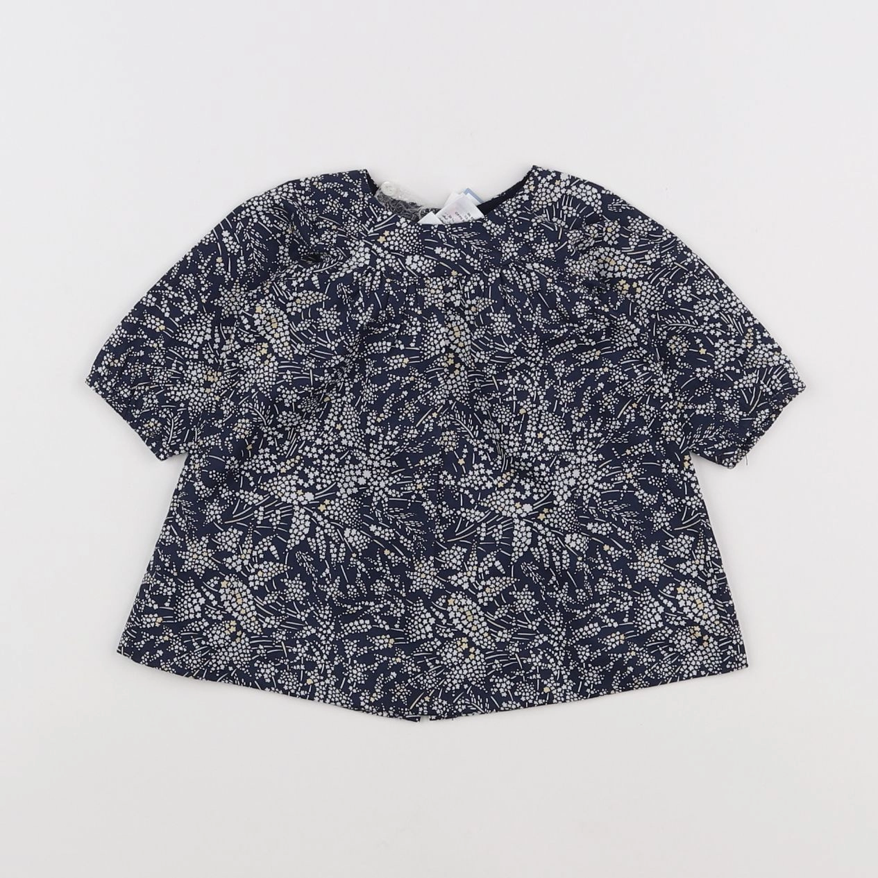 Jacadi - robe blanc, bleu (état neuf) - 1 mois