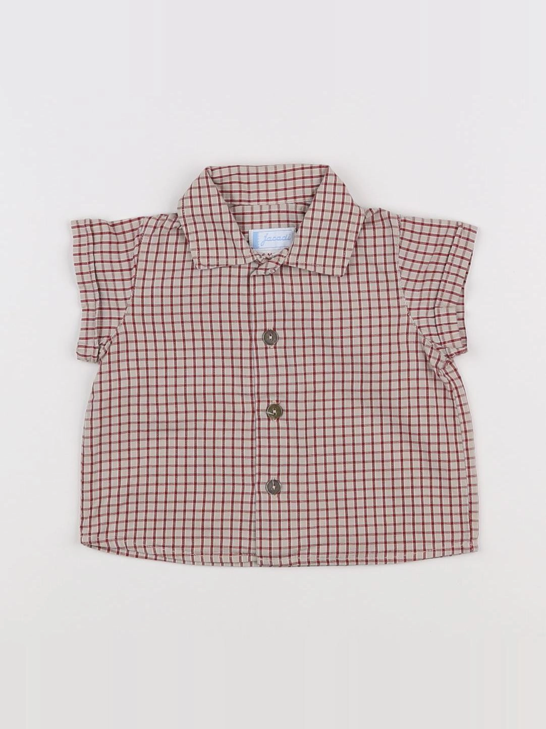 Jacadi - chemise beige, rouge - 6 mois