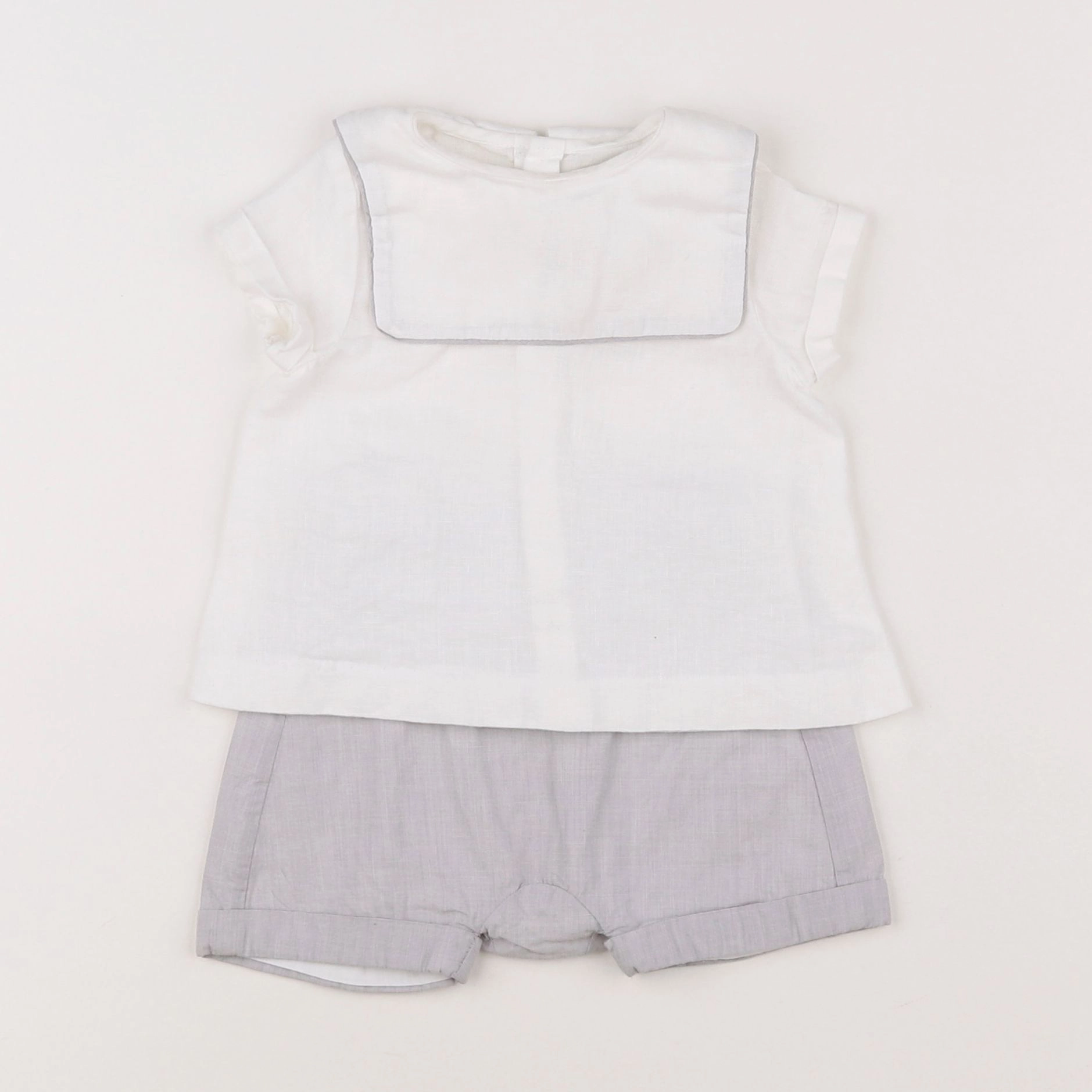 Jacadi - ensemble blanc, gris - 6 mois