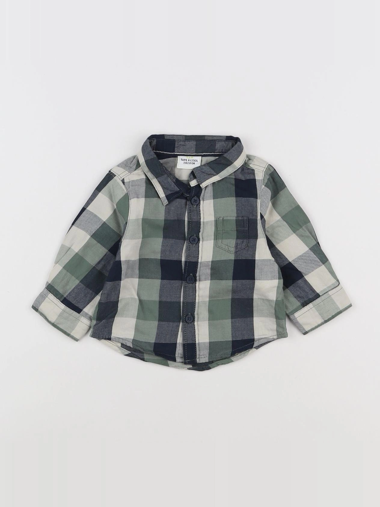 Tape à l'oeil - chemise bleu, vert - 3 mois
