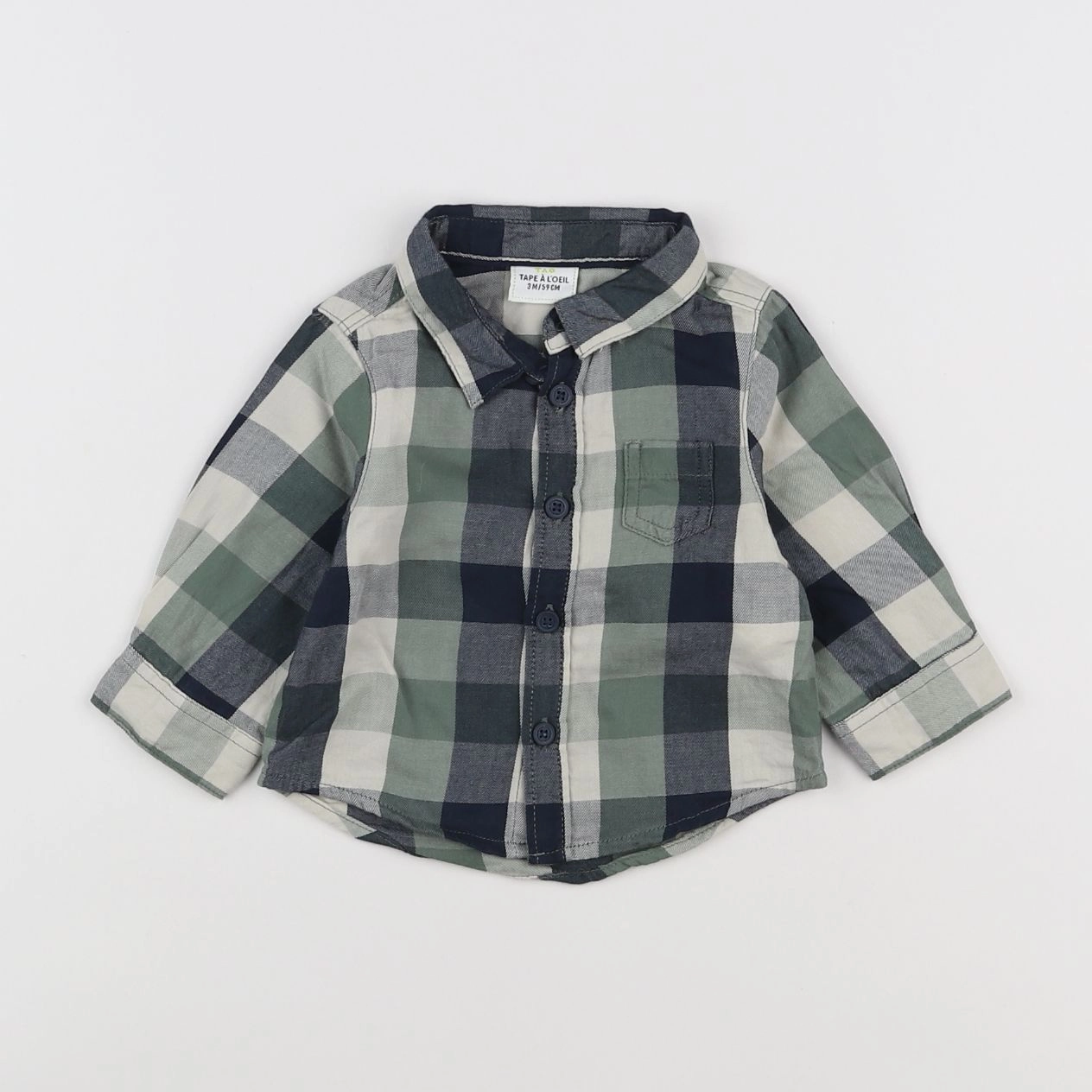 Tape à l'oeil - chemise bleu, vert - 3 mois