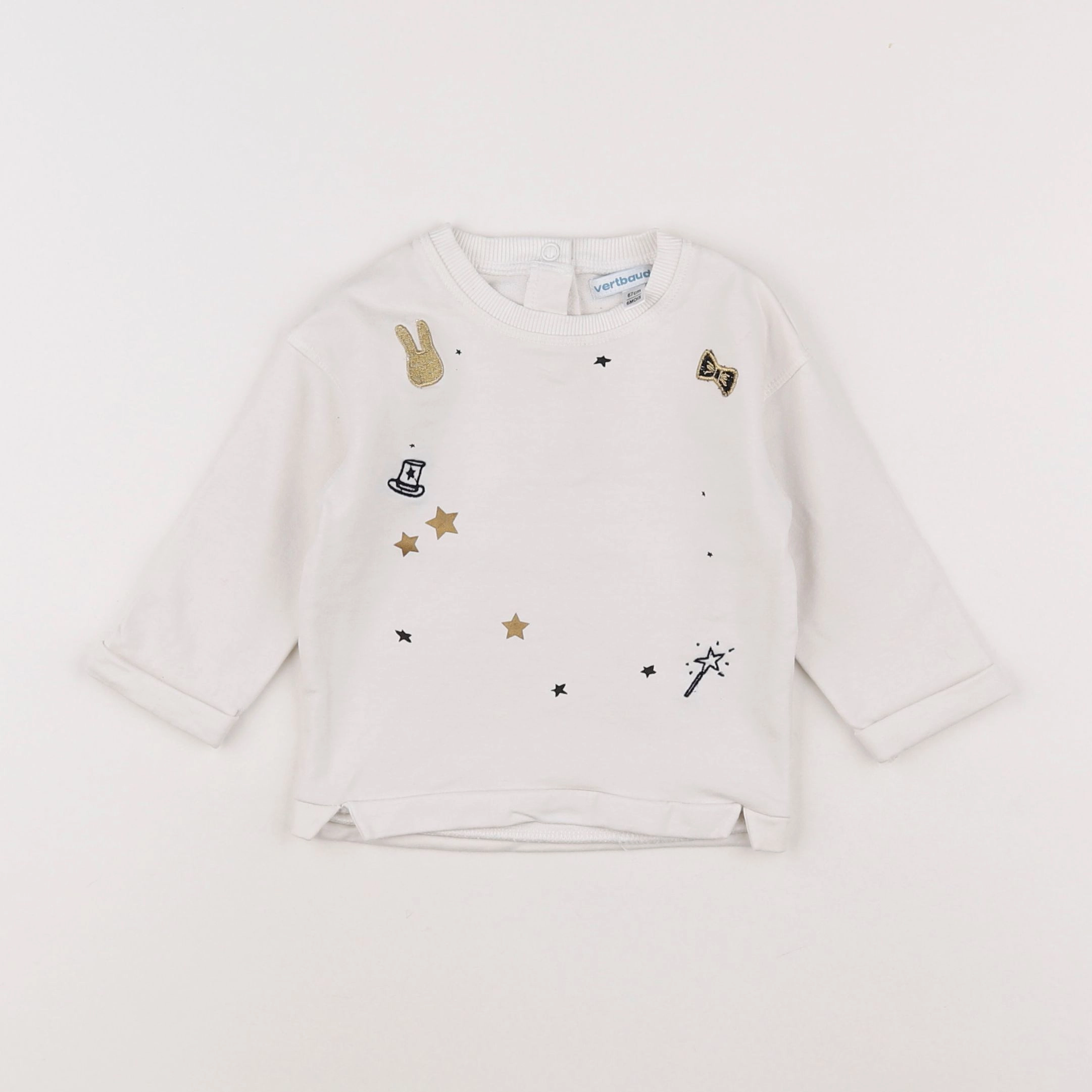 Vertbaudet - sweat beige - 6 mois