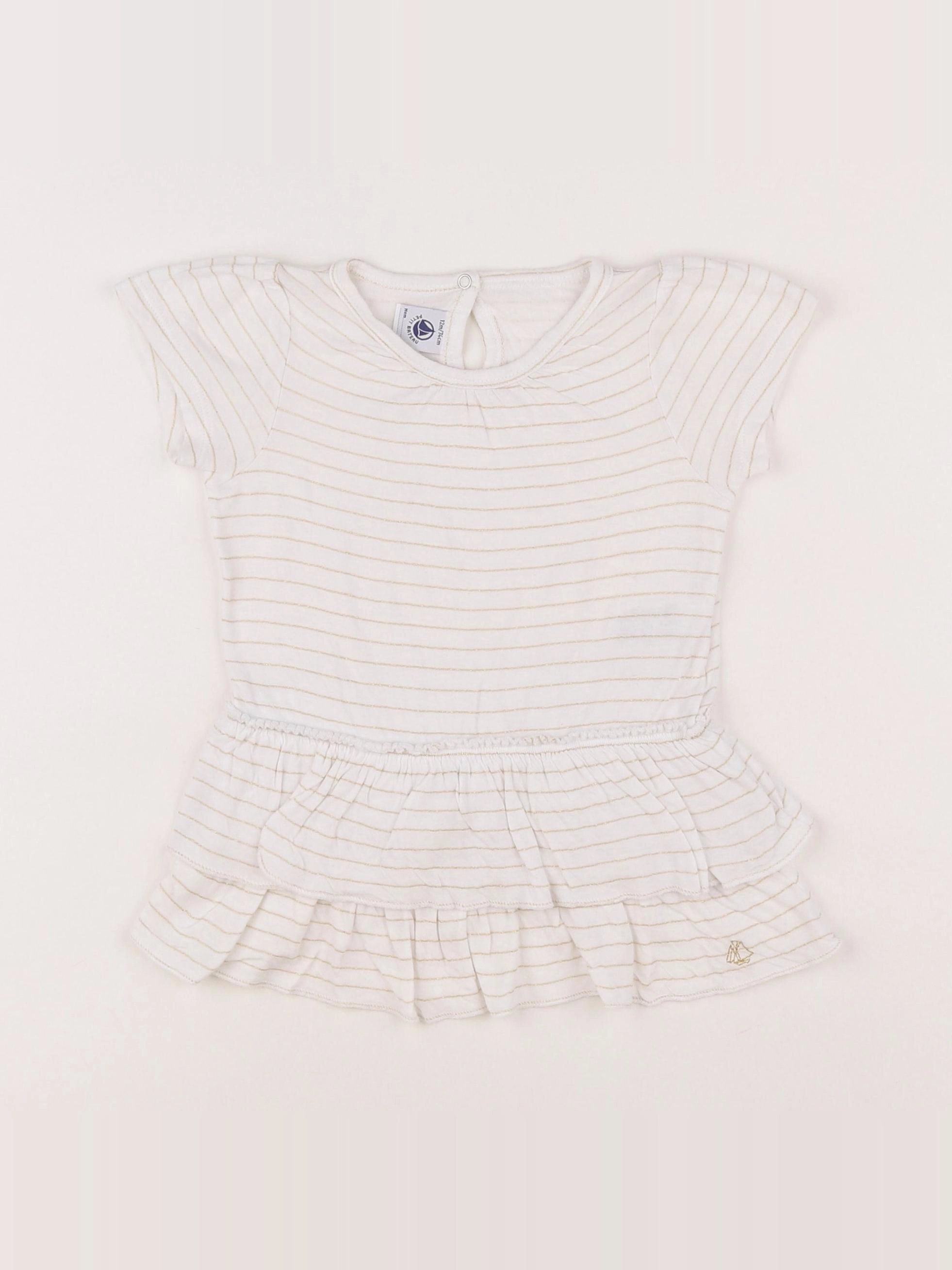 Petit Bateau - tee-shirt blanc, or - 12 mois