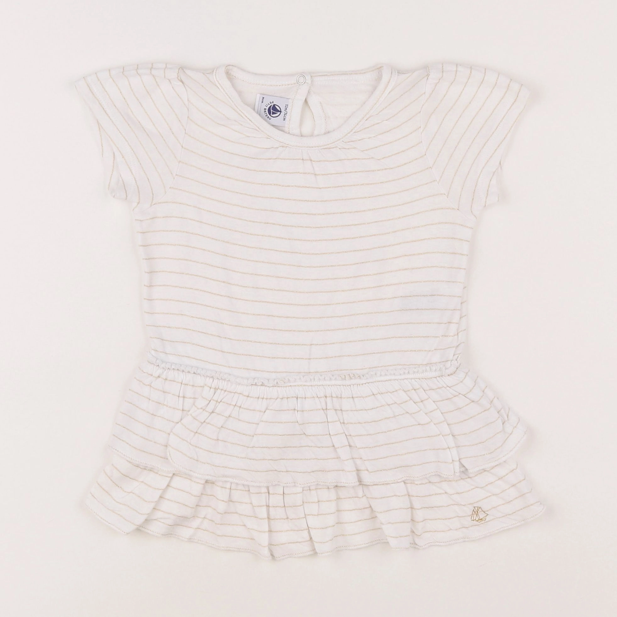 Petit Bateau - tee-shirt blanc, or - 12 mois