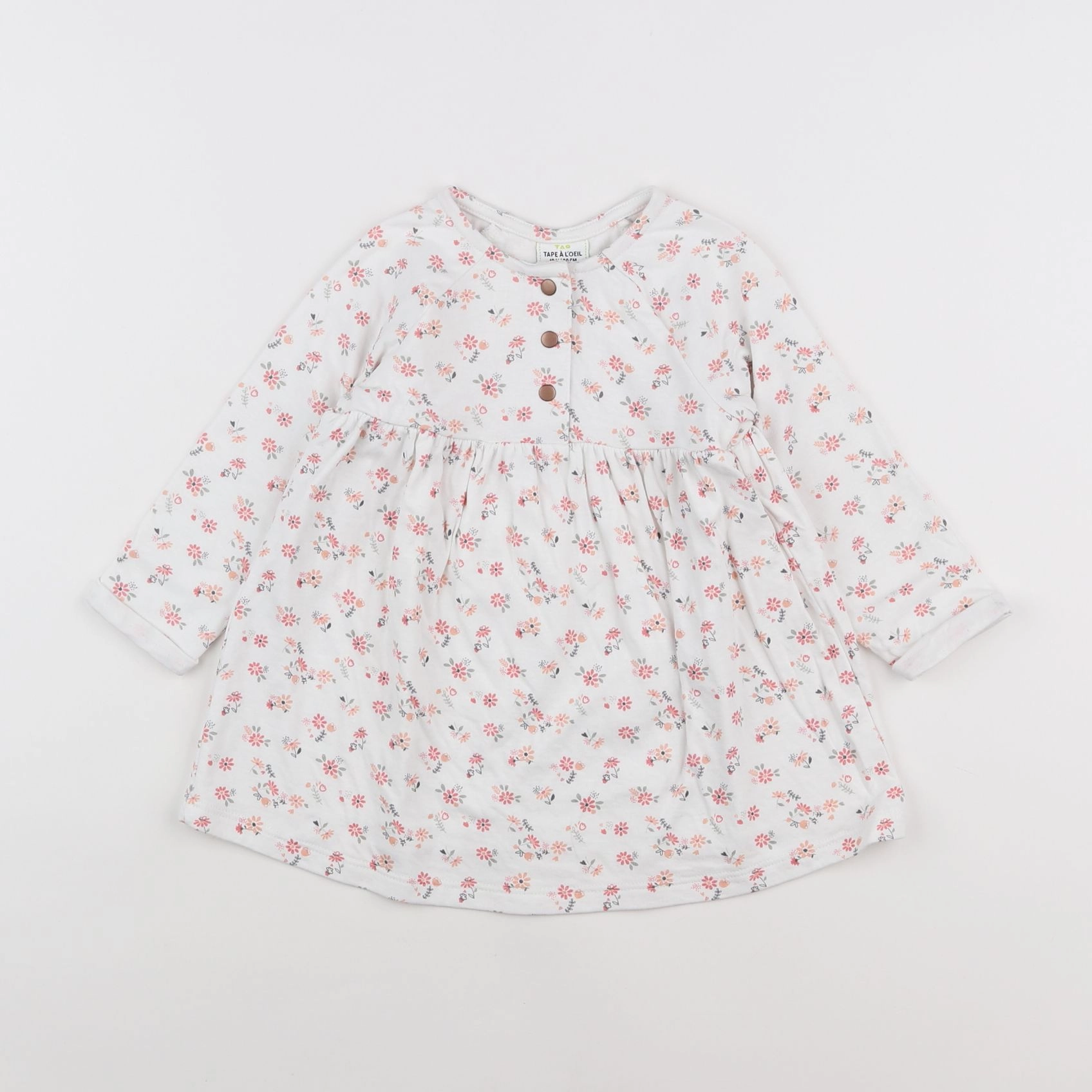 Tape à l'oeil - robe blanc, rose - 18 mois