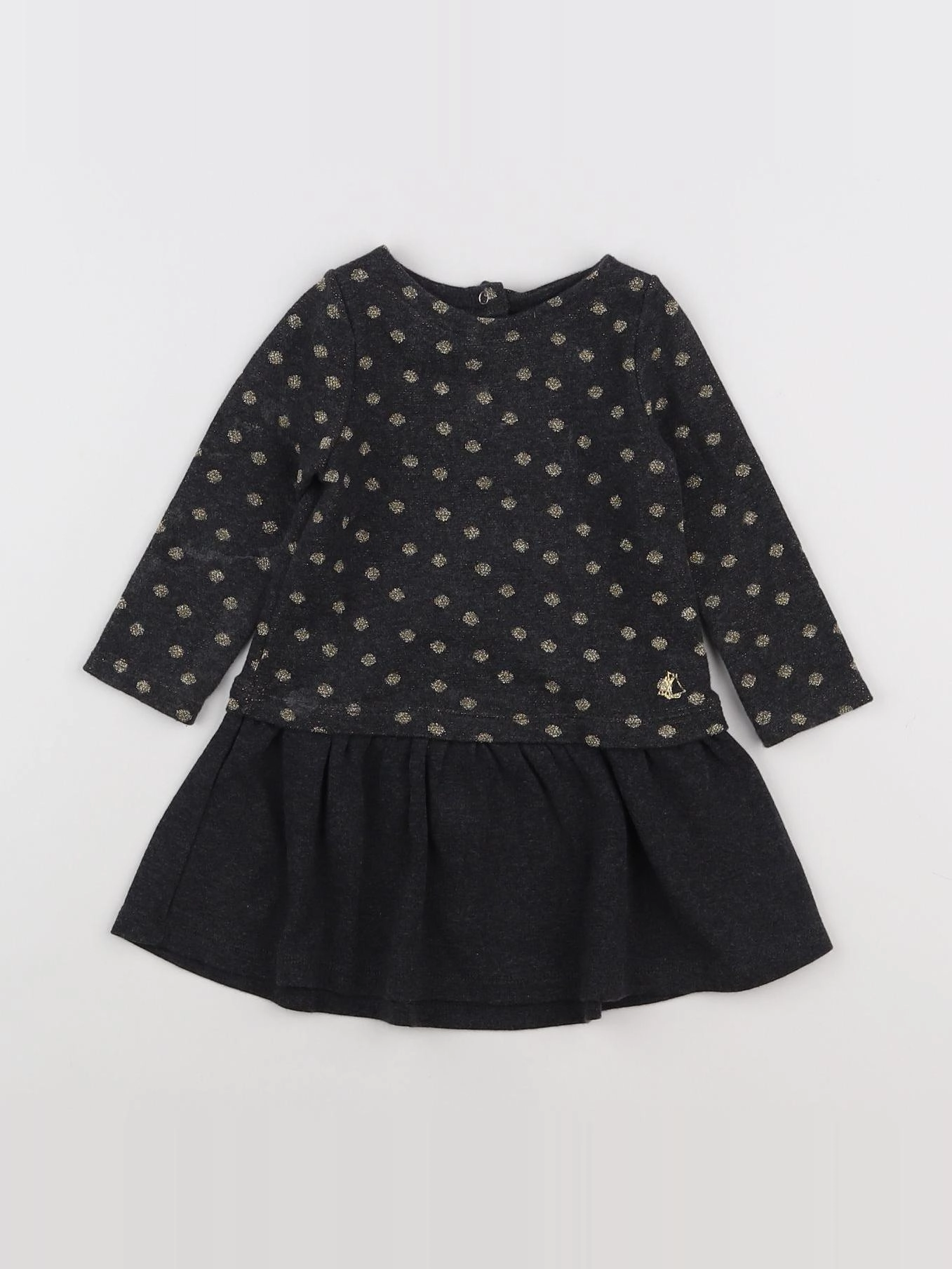 Petit Bateau - robe gris, or - 12 mois