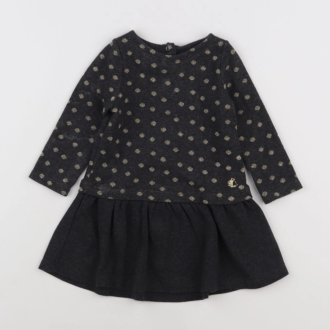 Petit Bateau - robe gris, or - 12 mois