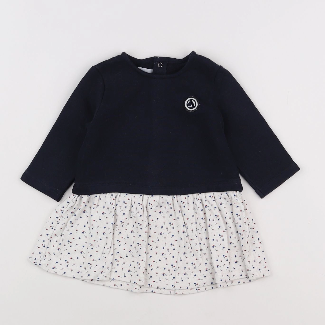 Petit Bateau - robe bleu, blanc - 6 mois