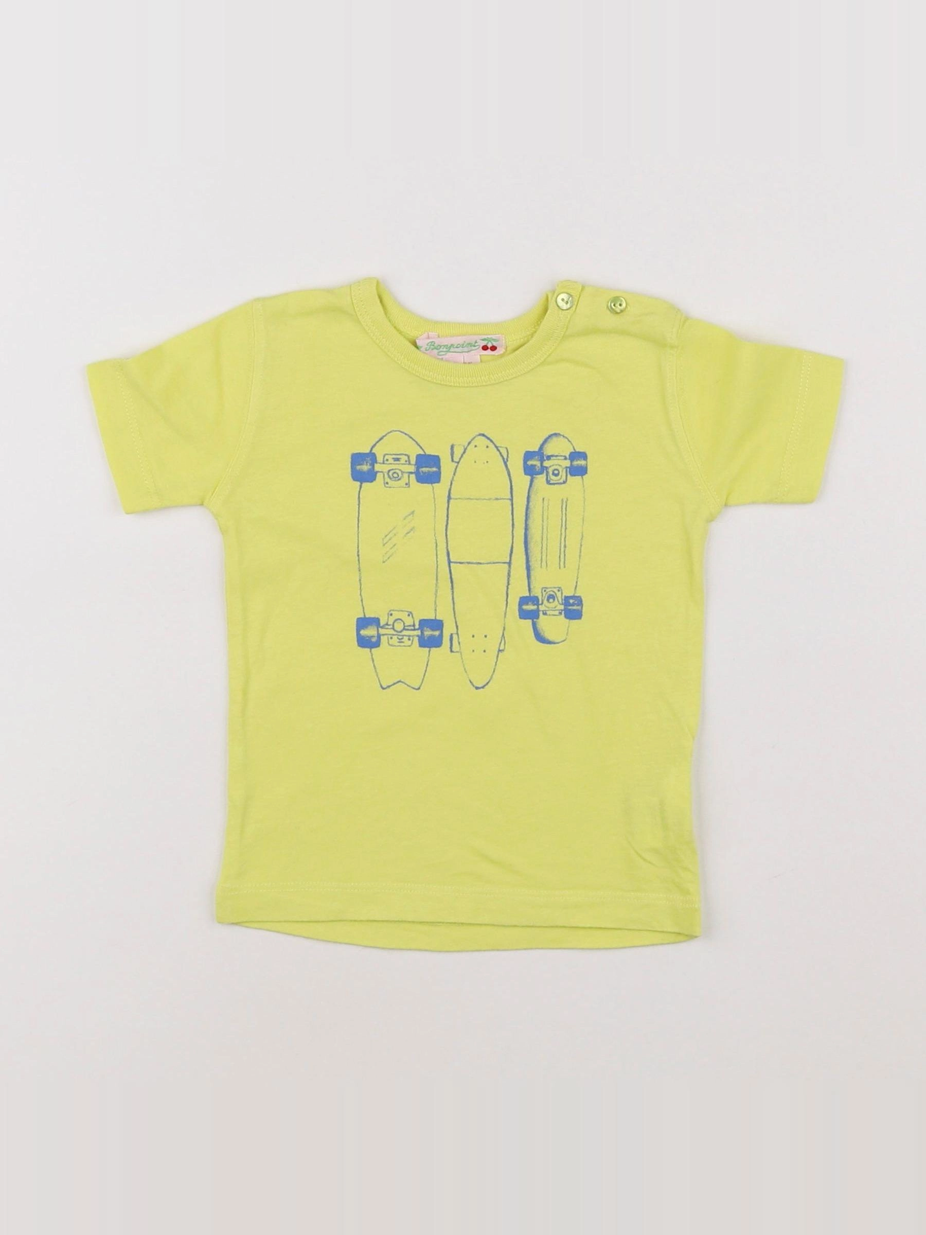Bonpoint - tee-shirt jaune, bleu - 6 mois