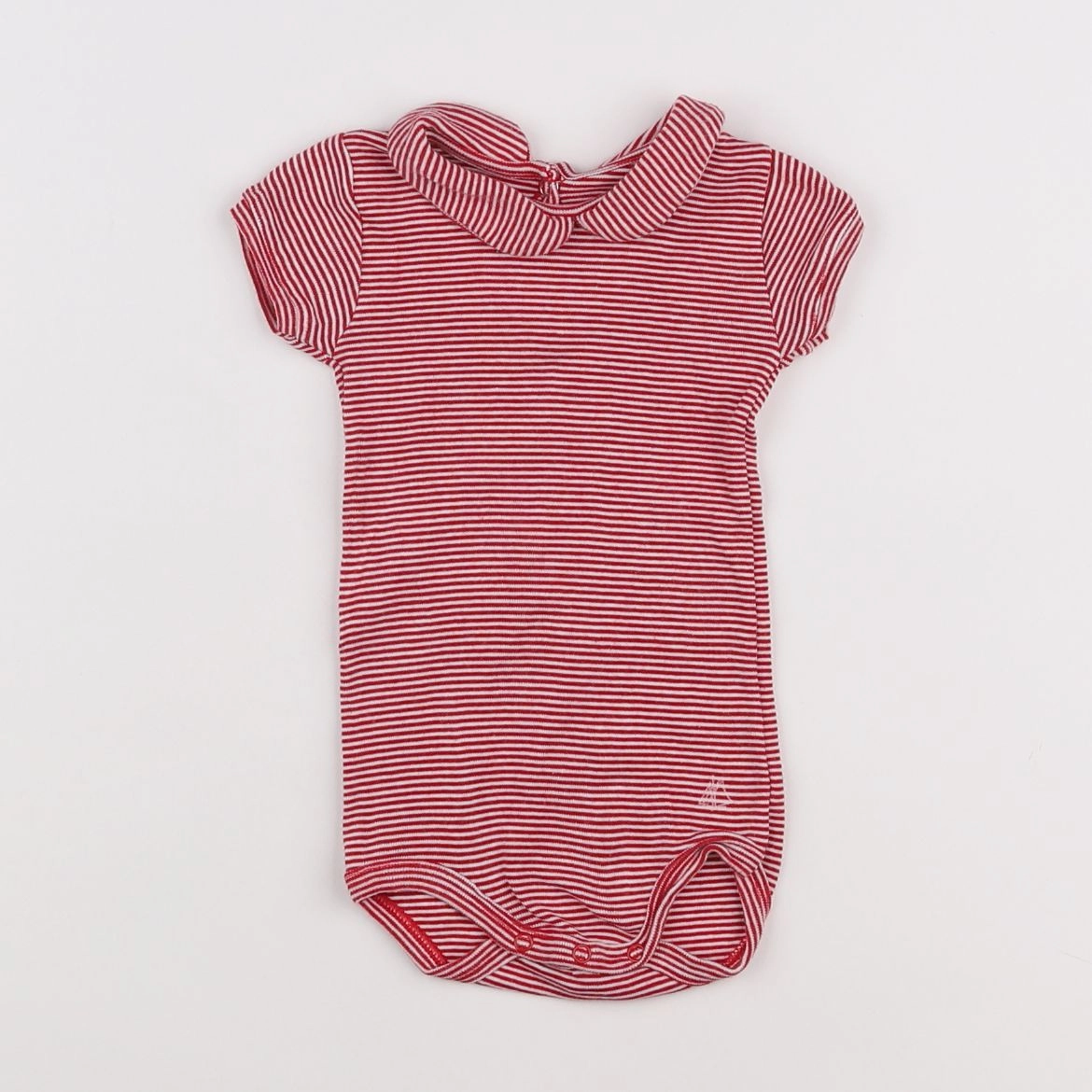 Petit Bateau - body à col blanc, rouge - 6 mois