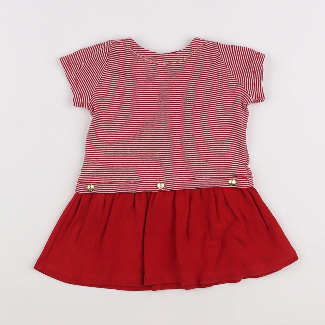 Petit Bateau - robe blanc, rouge - 6 mois