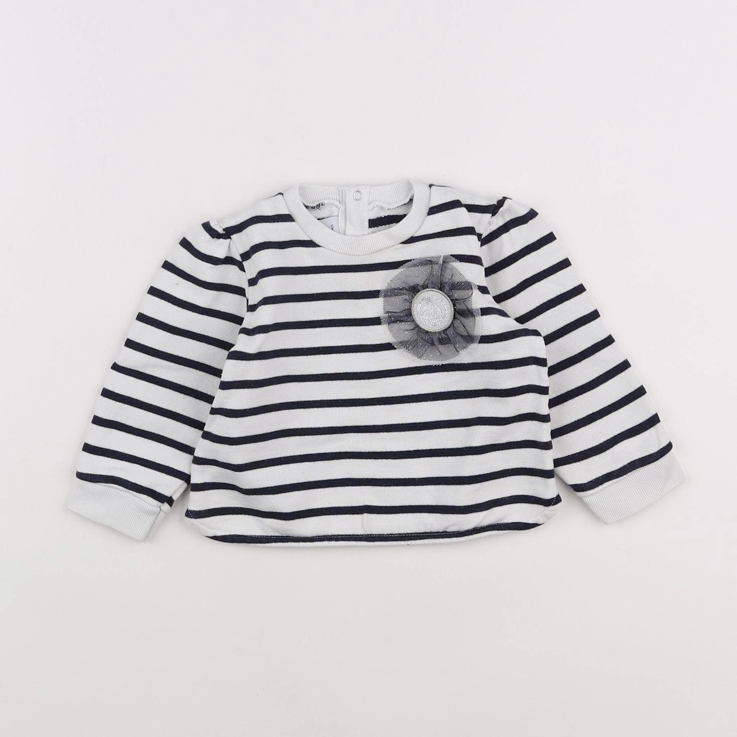 Petit Bateau - sweat bleu, blanc - 12 mois
